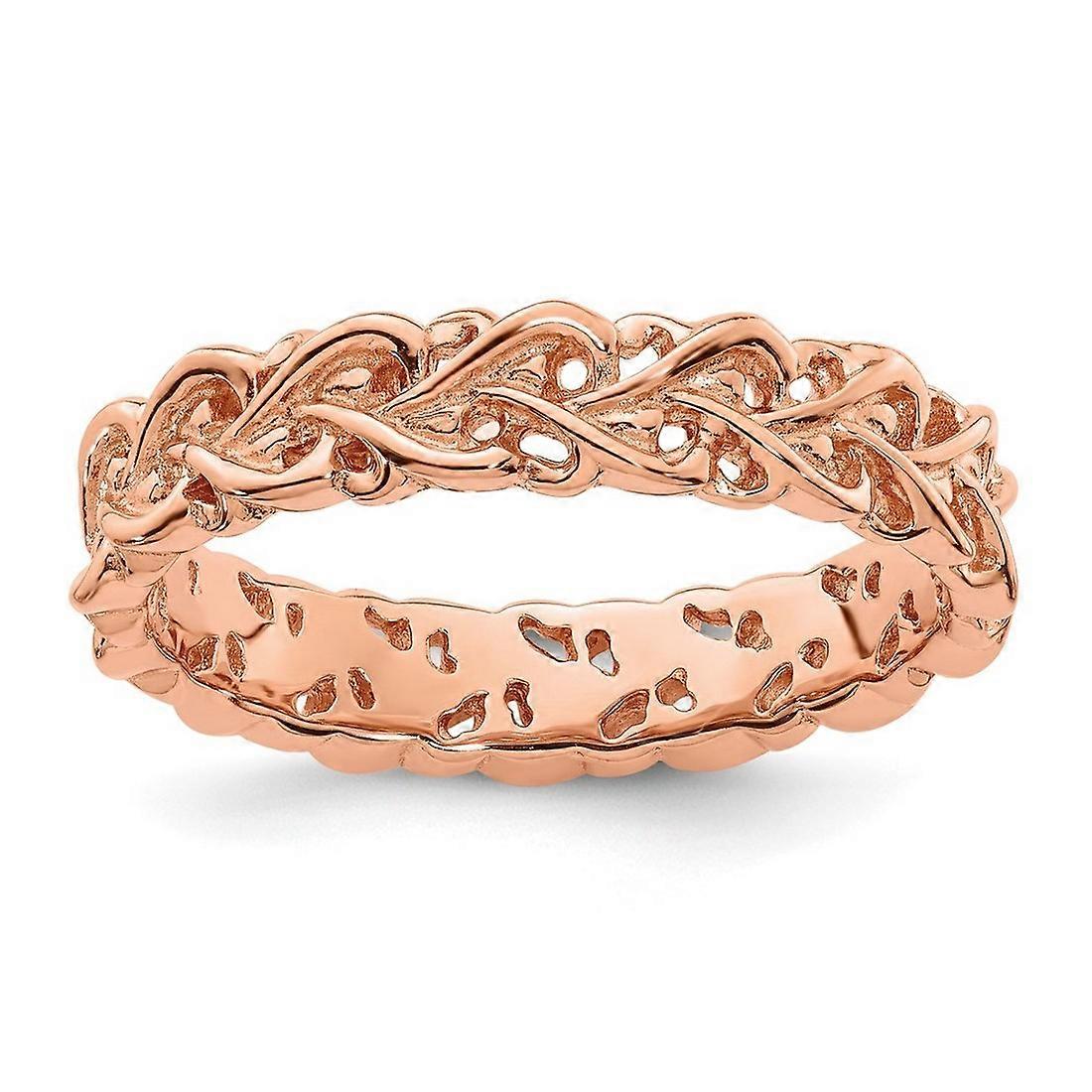 925 Sterling Silver Stackable Pink Plated Carved Ring-Stackable-Ring for Women - Ring Size: 5 to 10