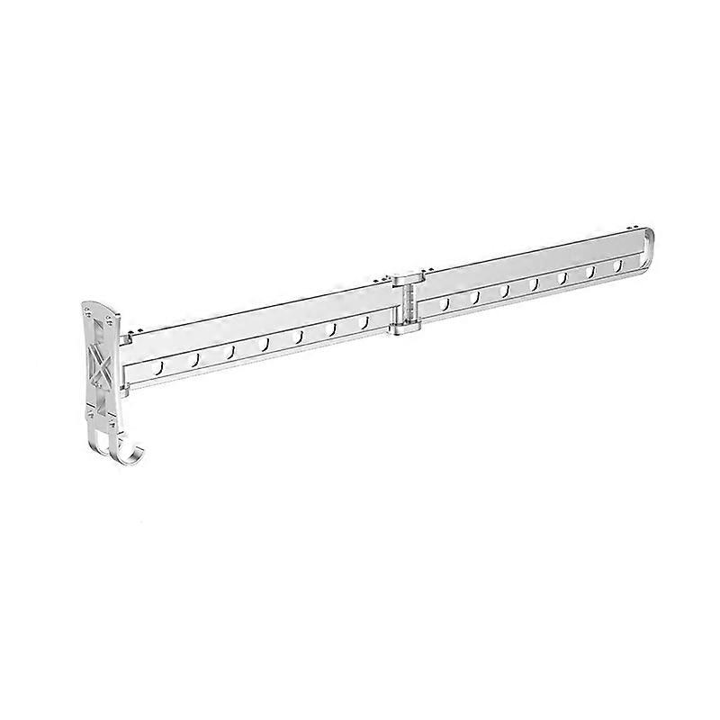Clothes Rack Folding Telescopic Balcony Drying Rack Indoor Household Wall-Mounted Clothes Rail, Colour: Silver Short (2 sections)