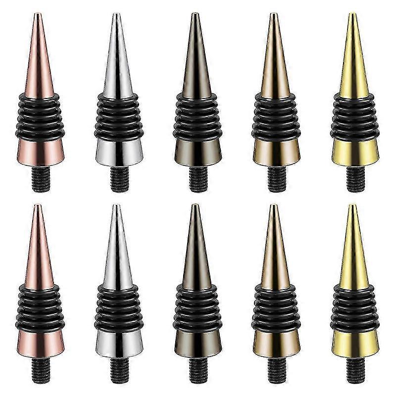 10ピースブランクボトルストッパー、スレッドポストメタルワインストッパーインサートセットハードウェアウッドターニングDIYプロジェクトDS -