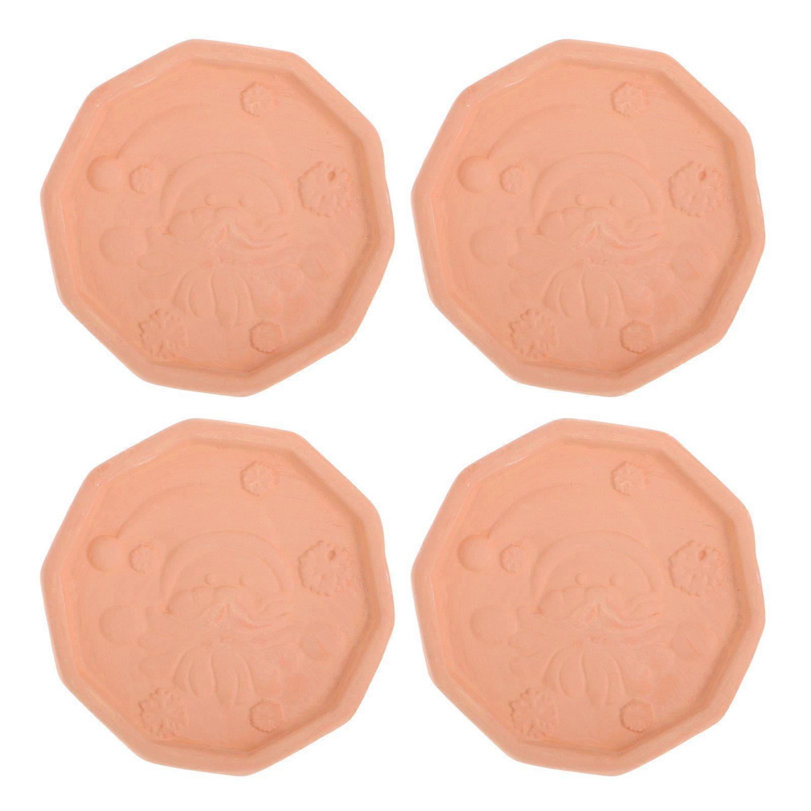 4pcs Reusable Sugar Softening Discs Terracotta Sugar Saver Christmas Santa Claus Pattern Brown Sugar Storage Containers Keeps Sugar Soft and Fresh