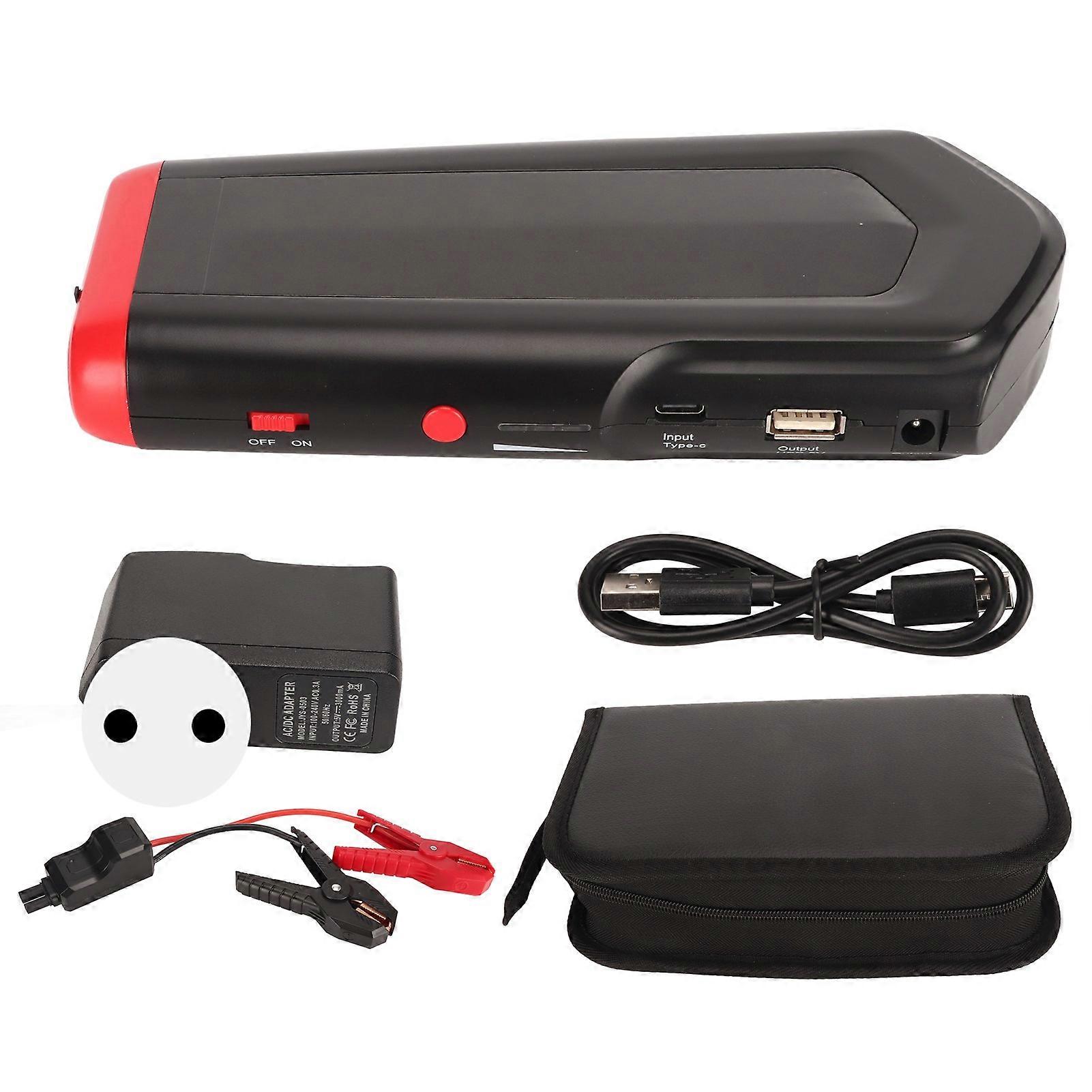 Car Jump Starter 1000A Peak LED Light SOS POS Function Portable 12000mAh Power Pack for Engine 100‑240V