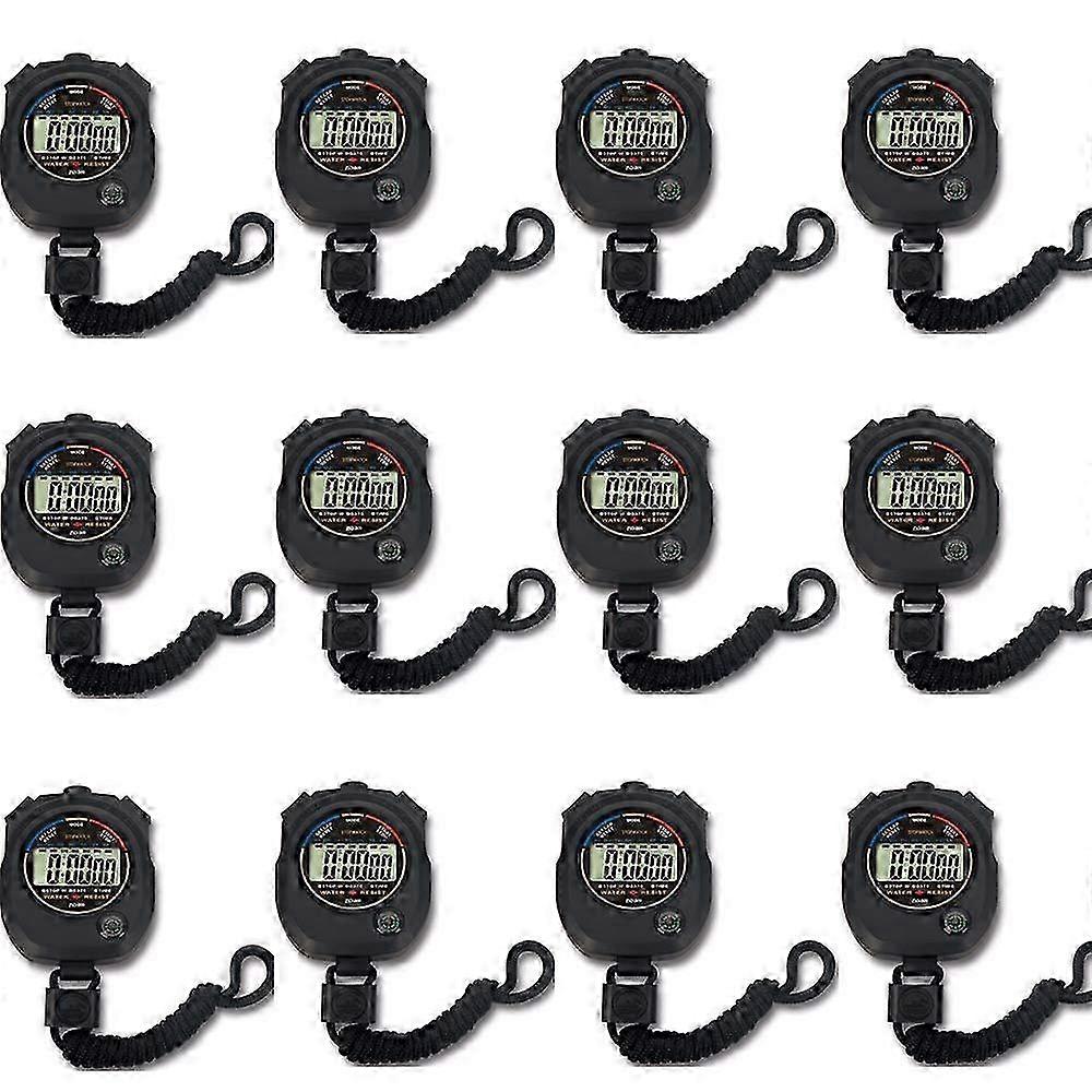 12 pack Multi-function Electronic Digital Sport Stopwatch Timer, Large Display with Date Time and Alarm Edition 529