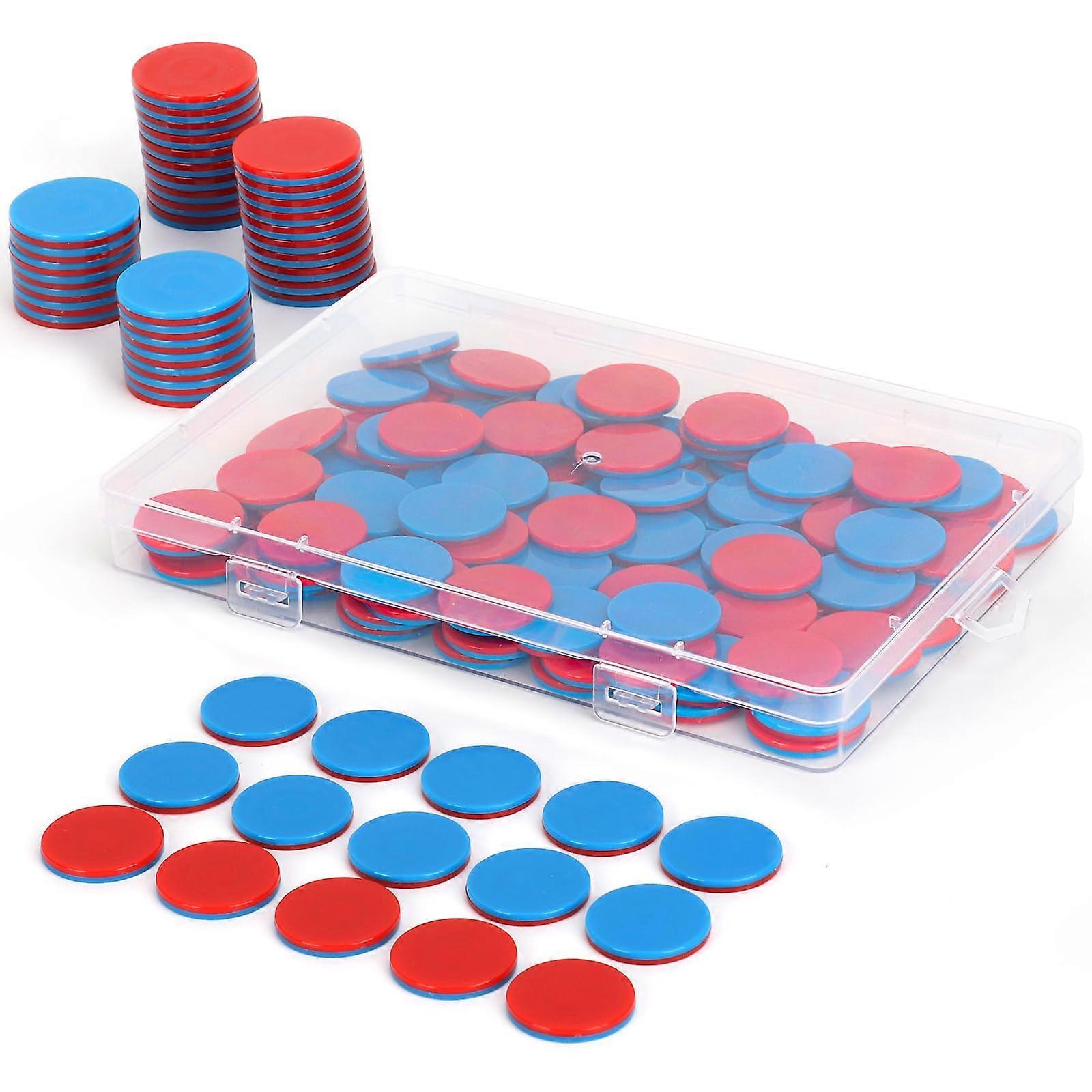 Red Blue Plastic Reversible Plates Math Aid for Computing Tasks