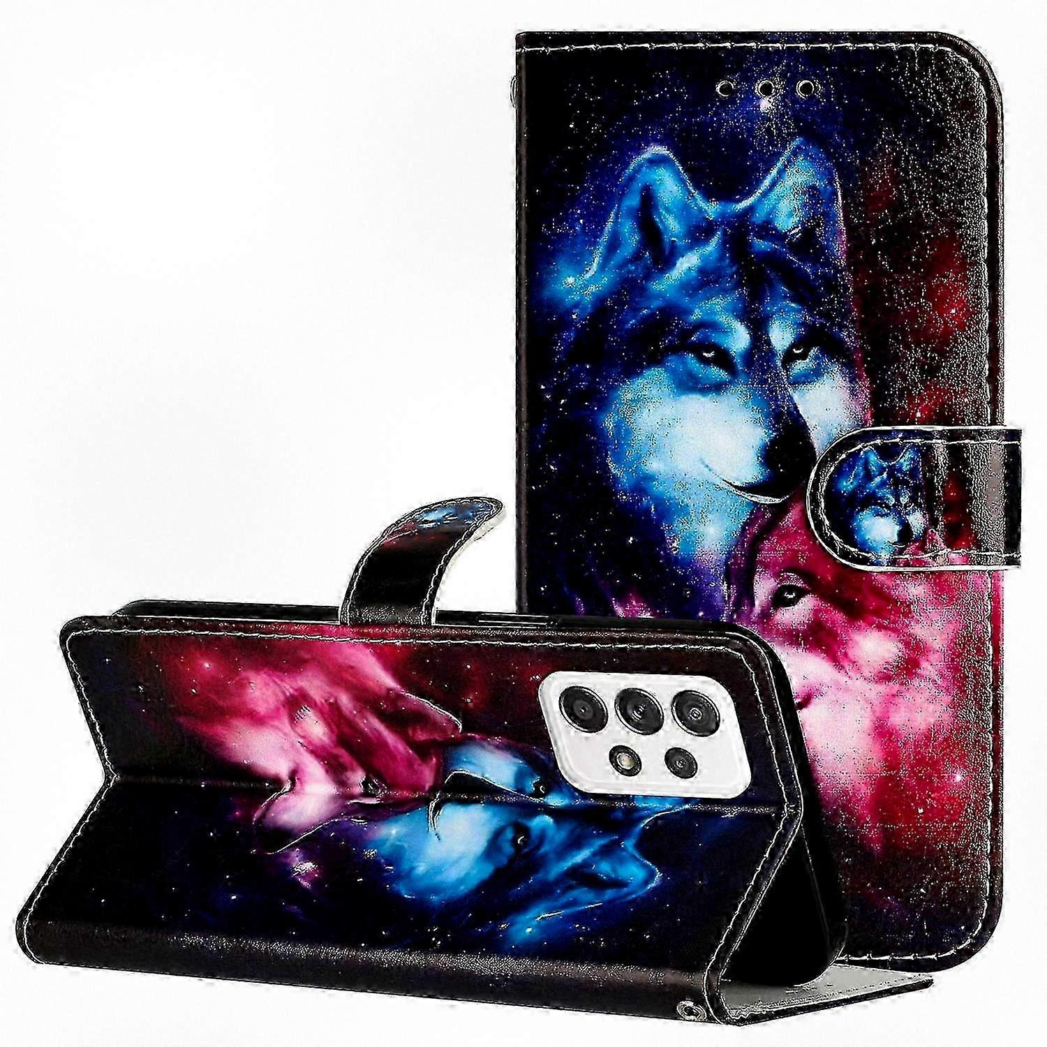 Wallet Case with Card Slots Featuring Animals Flowers Painting Pattern, Suitable for Certain Brand Galaxy A33 5G Devices