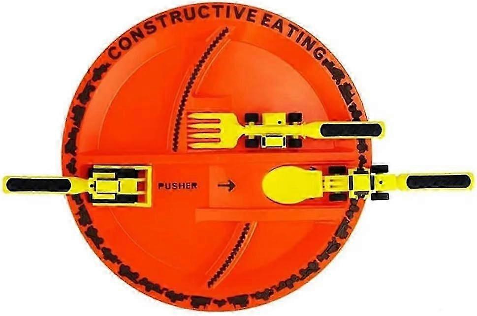 Creatively Kids Dining Tool Set, Construction Themed Toddler Utensils, Toddler Plates Toddler Forks and Spoons, Safe Utensil with Soft Grip Handles