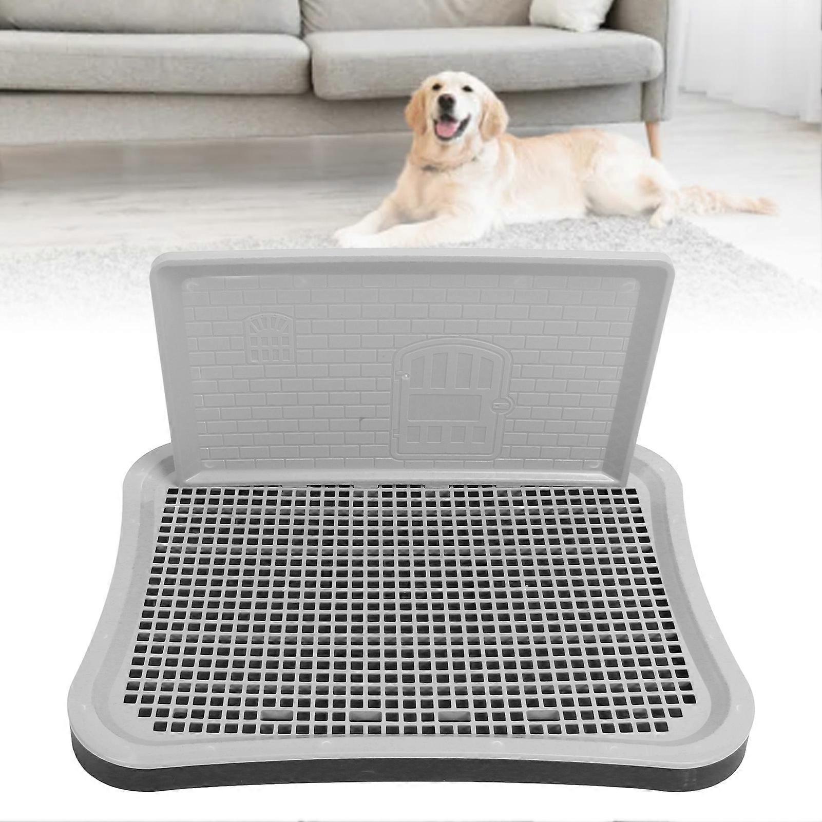 Dog Training Toilet with Wall Column Removable Portable Puppy Mesh Training Potty for Large Small Medium Pets Black 