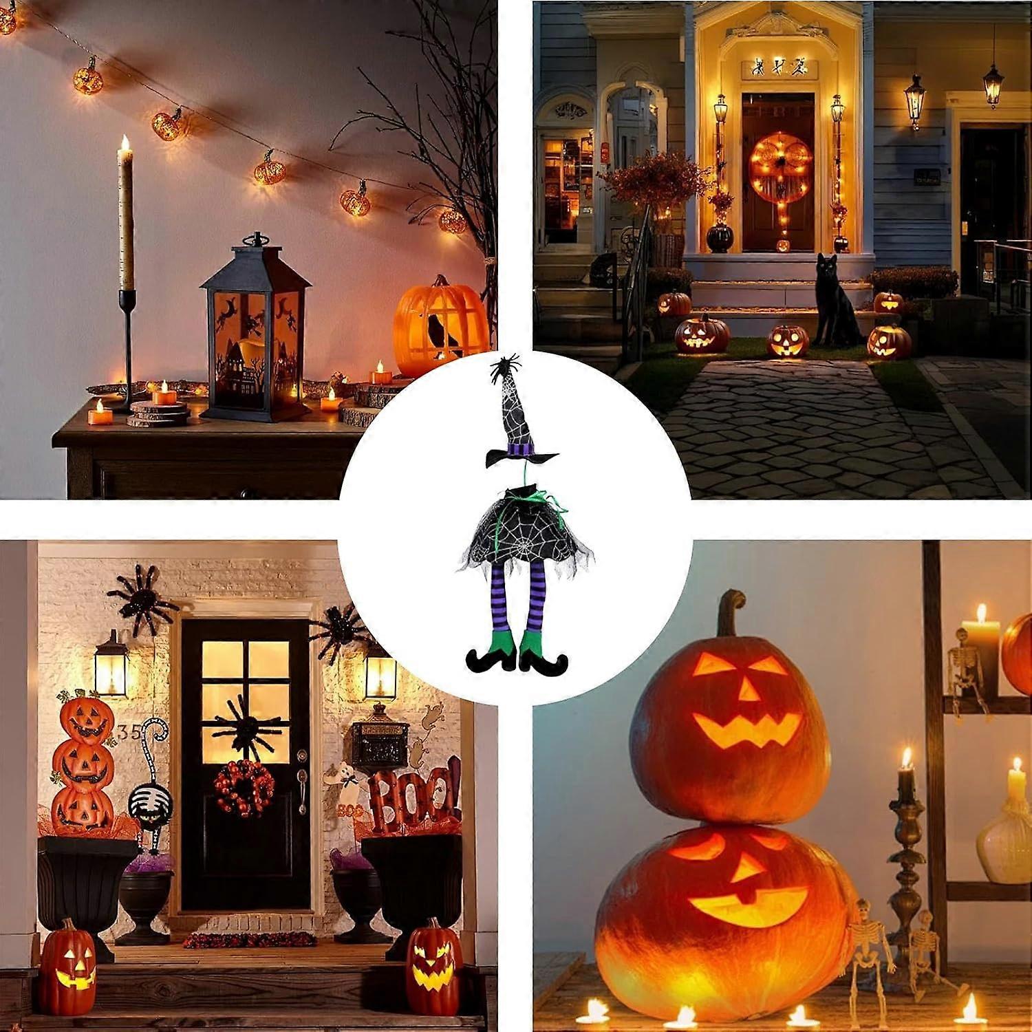 Ruhnjyg Halloween Hexenhut Weinflaschenhülle,Halloween Weinflaschenhalter | Weinflaschenhülle Mit Langem Bein, Tischdekoration Aus Vliesstoff Für Geschäft, Zuhause, Supermarkt