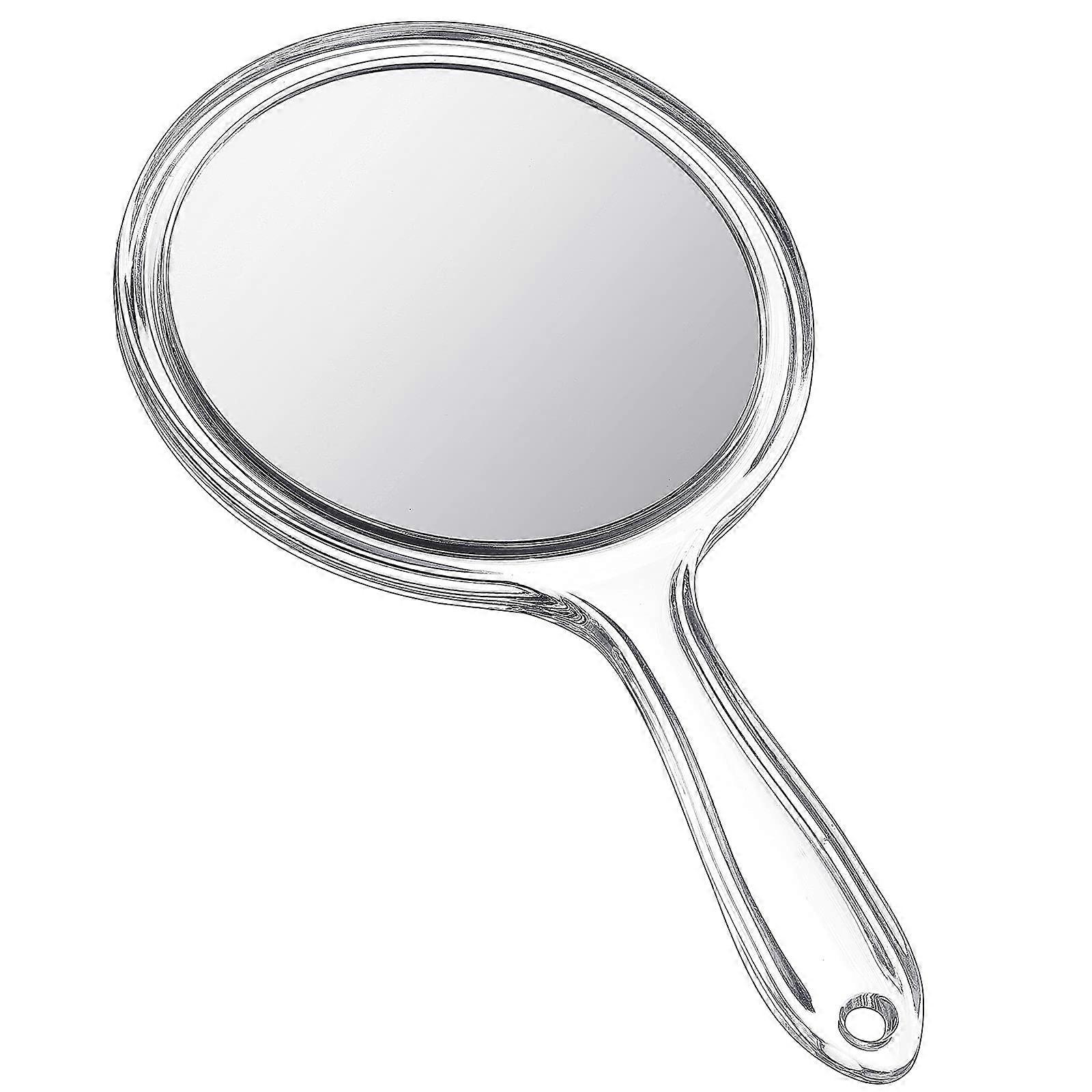 Clear DoubleSided Hand Mirror 1x/2x Magnification Mirror with Handle Cosmetic Mirror Makeup Travel Rounded Makeup Mirror