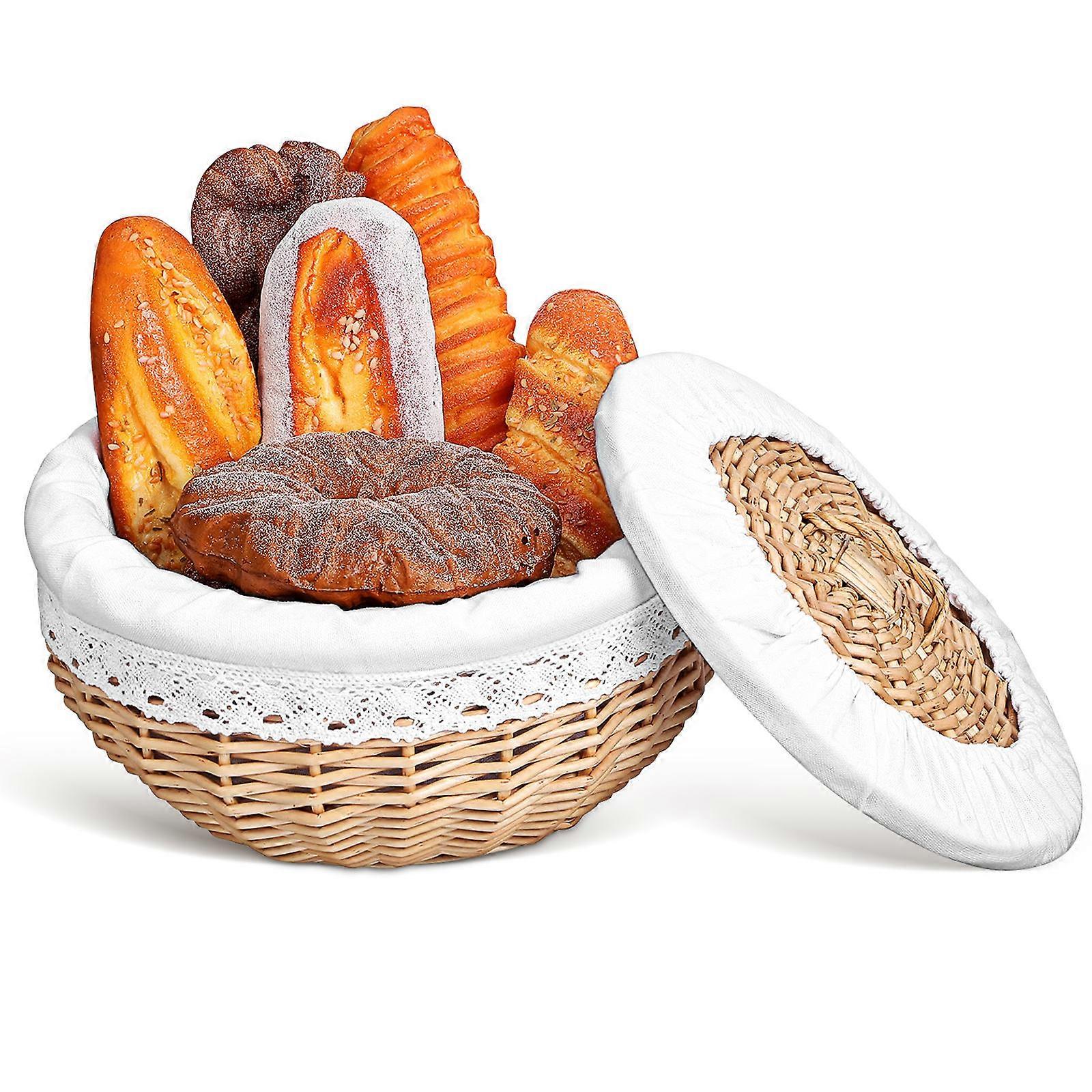 1pc Wicker Weaving Craft Basket for Desserts Pastries and Bread Storage