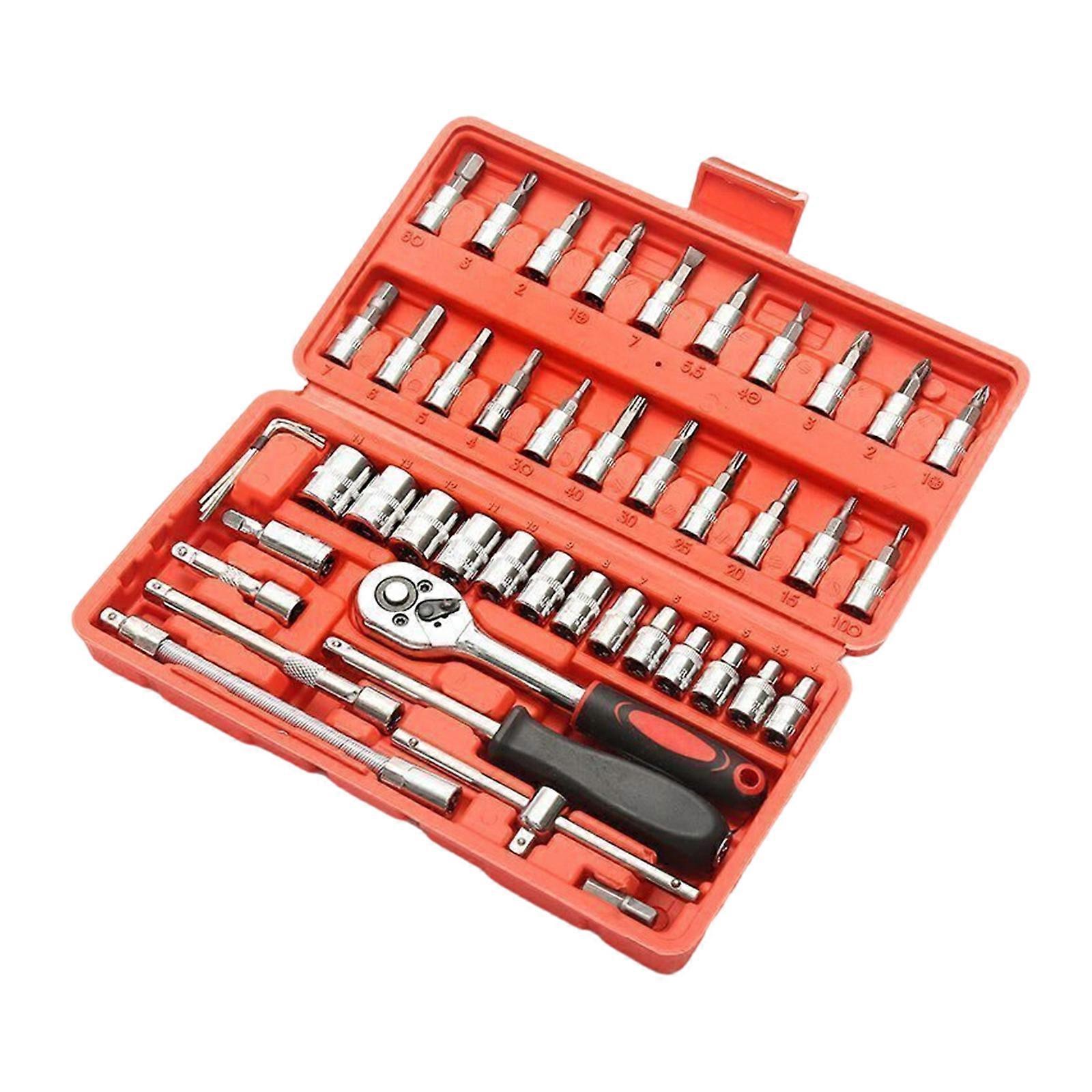 Comprehensive Automotive Repair Wrenches Set Ergonomic Grip Mechanic Tool Set Professional Tool set with easy carry Case Red