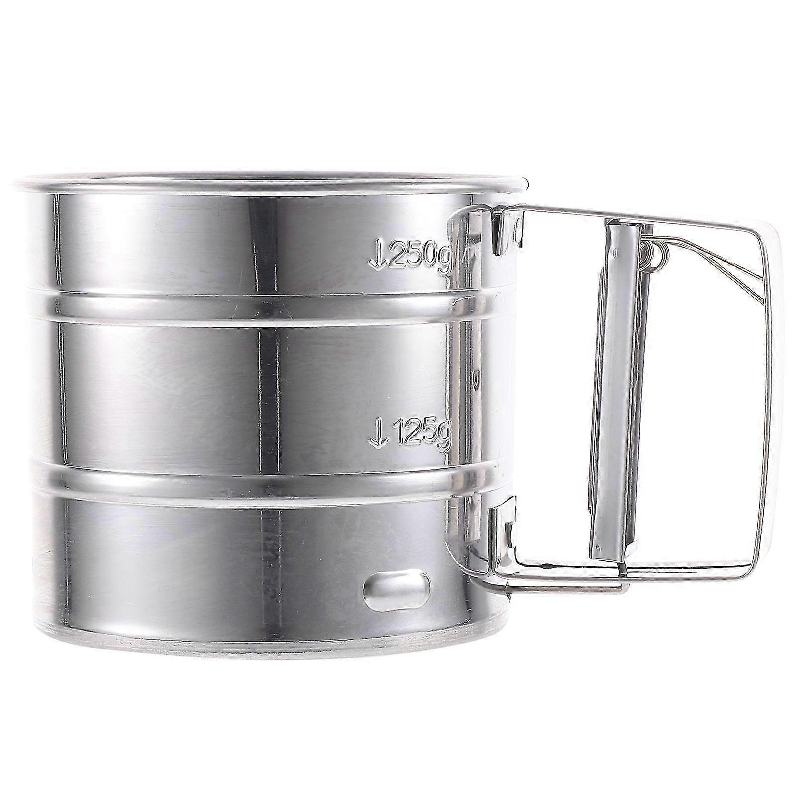 Semi-Automatic Flour Sifter Cup for Baking Cake & Bread - 15.5X10.5X9.5CM Silver