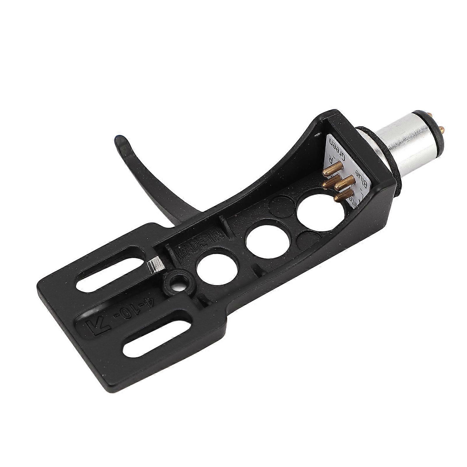 Phono Headshell with Wires Aluminum Alloy Universal Turntable Head Shell for Replacement Black 