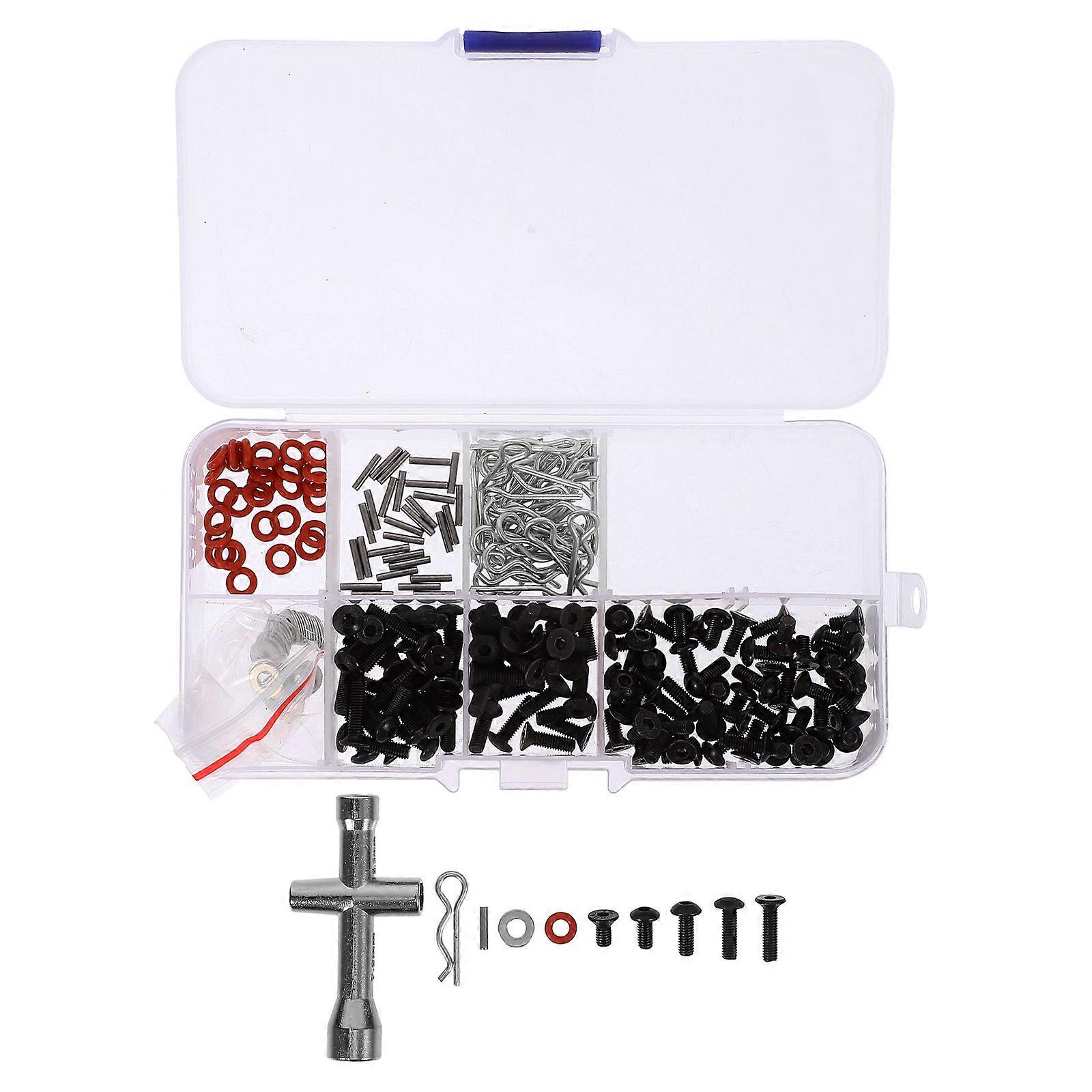 RC Screw Kit with Versatile Sizes and Wrenches for Home Use Silver Color Plastic and Iron Material