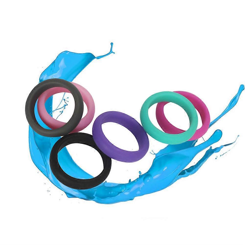 Silicone Rings For Men Comfortable Gym Use Size 8 Assorted Color 6Pcs