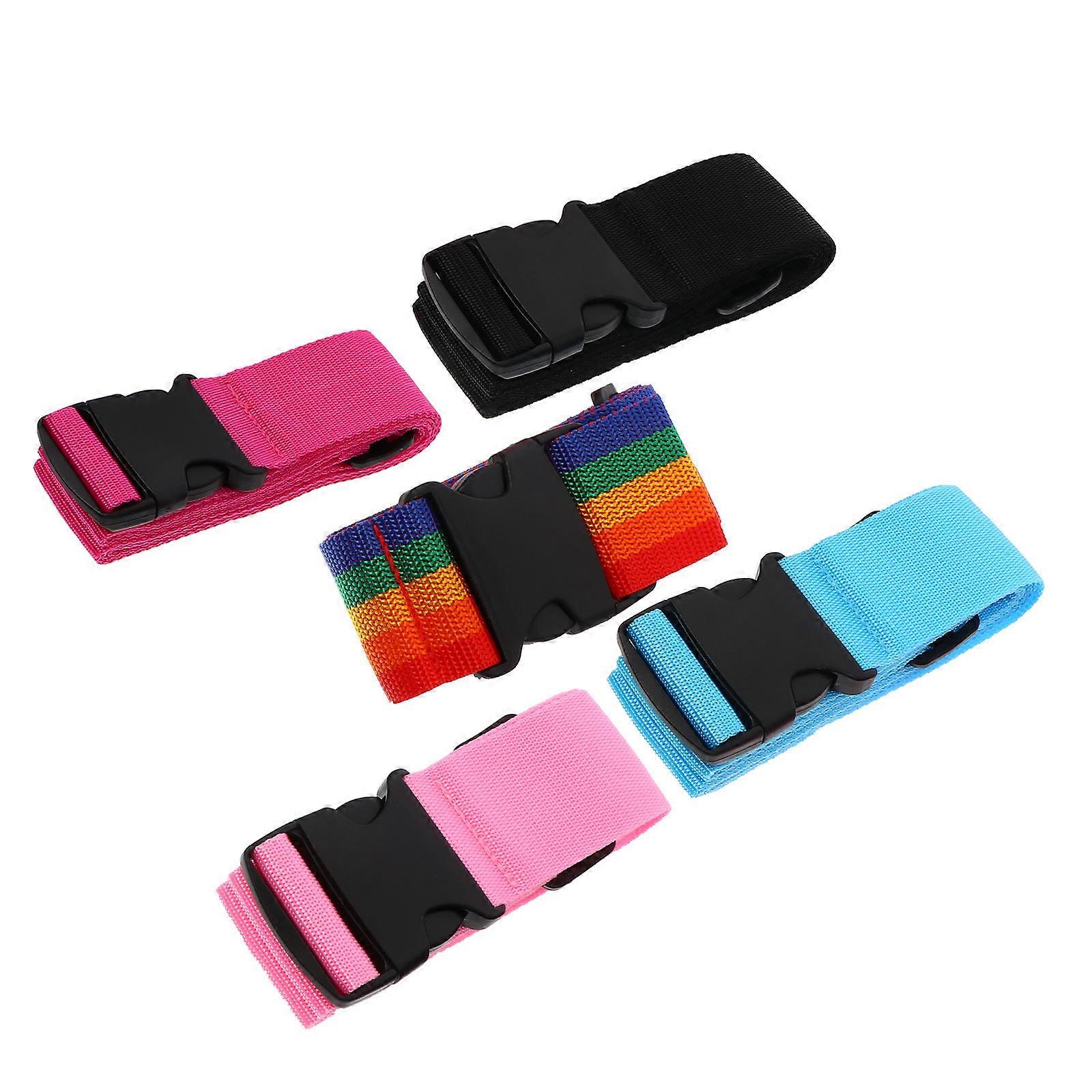 5pcs Adjustable Luggage Straps with Buckle Durable Tie Down Belts for Secure Travel and Easy Suitcase Identification on Conveyor Belts