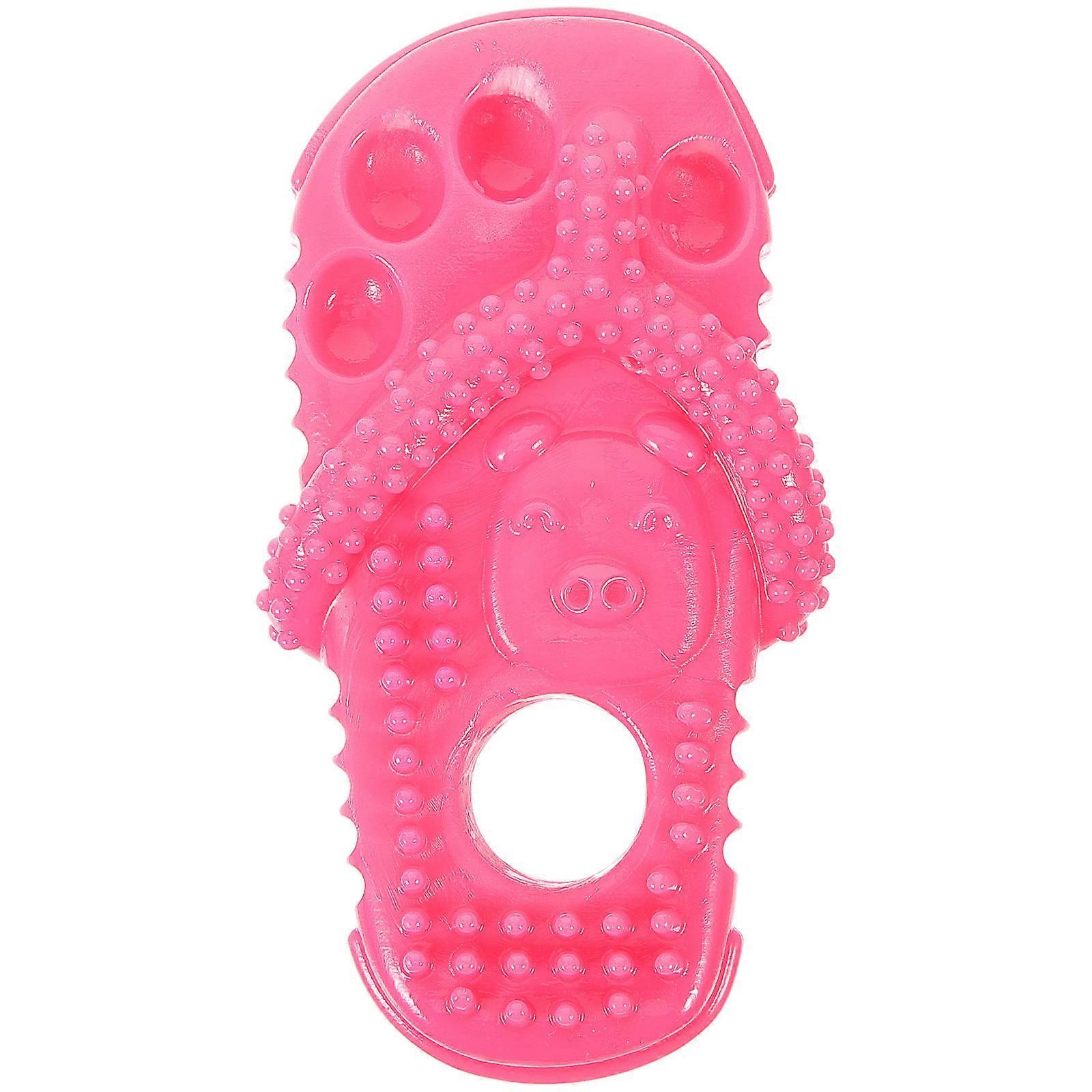 Dog Toy for Chewers Dog Chew Toy Slipper Shaped Puppy Toy Training Promoting Health TPR Rosy 11.5x6.5cm 1Pcs