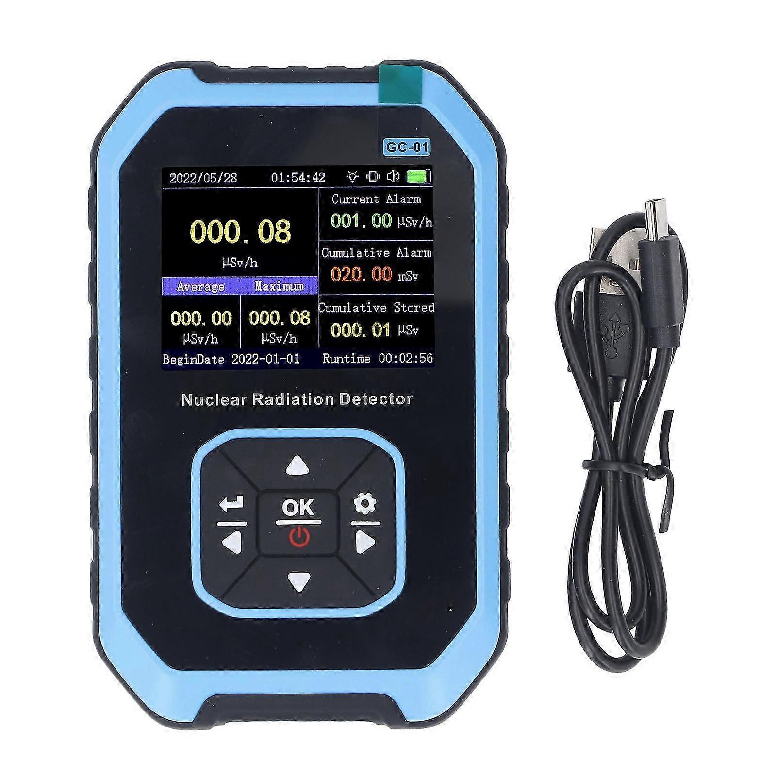 Nuclear Radiation Detector Device Counter Dosimeter Portable Handheld Rechargeable Beta Gamma X Ray Meter Blue hwy