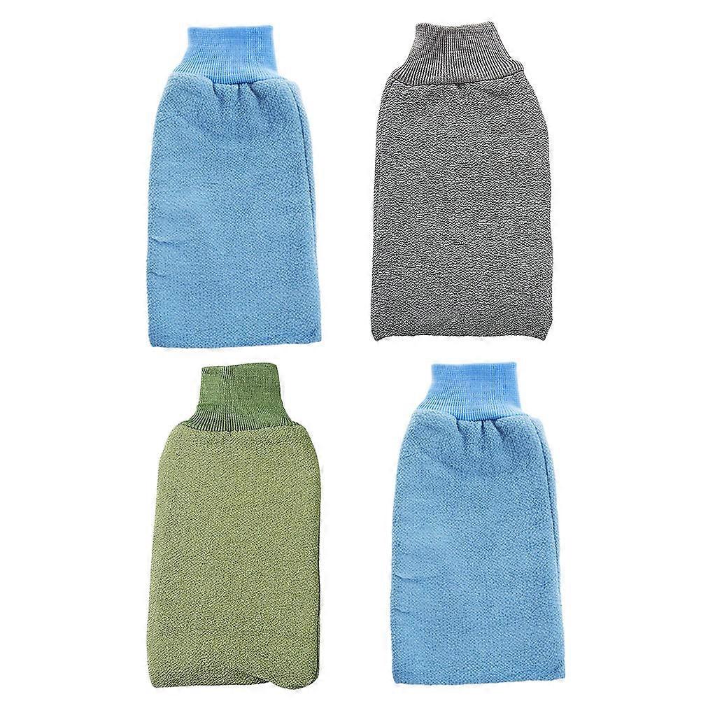 4pcs Shower Cleaning Gloves & Bath Towel Set Soft, Comfortable Bathroom Use