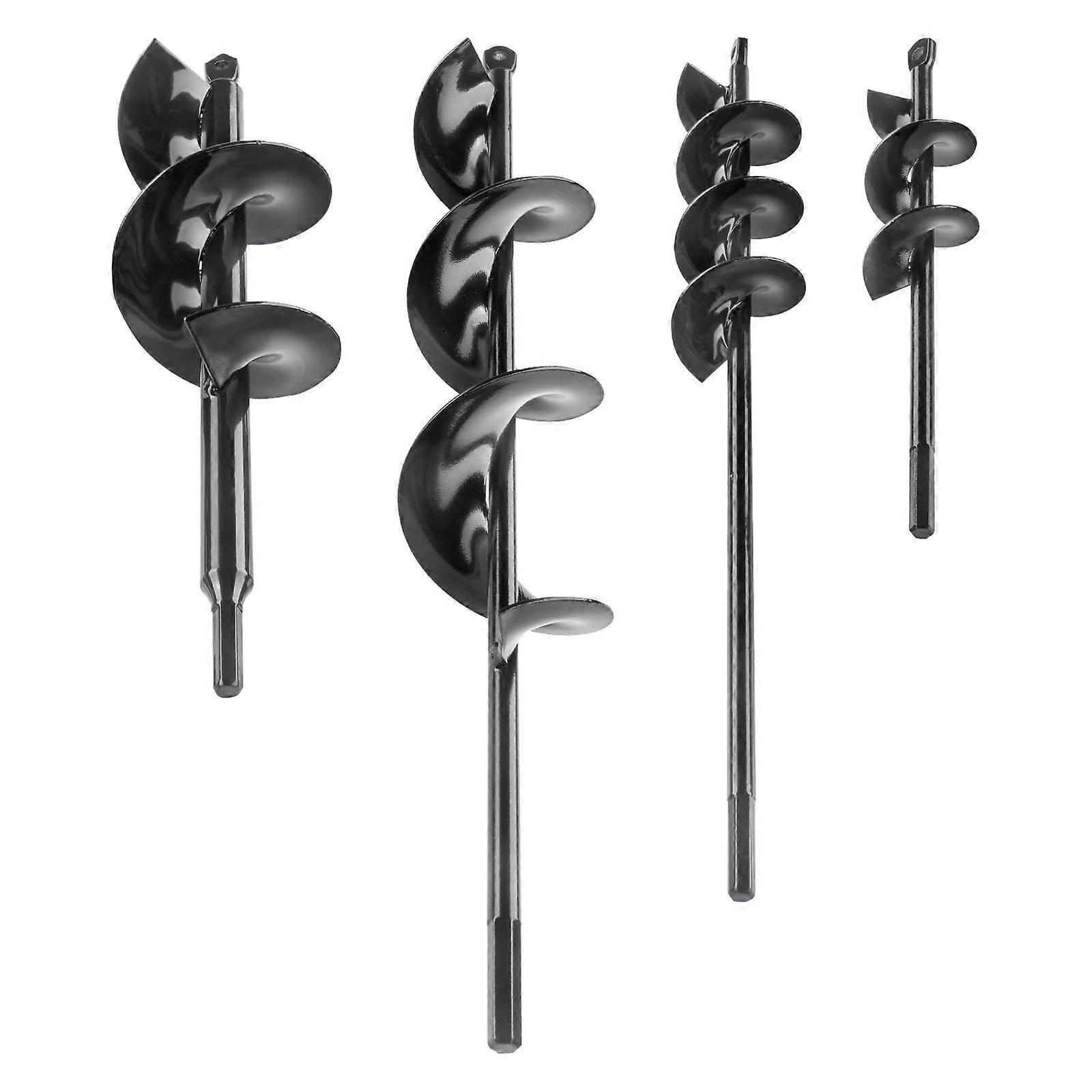 Auger Drill Bits for Planting Set of 4, Garden Auger Drill Bit, Spiral Drill Bit for Post Hole Digger, Bulbs Planting & Holes Digging, for 3/8" Hex Dr