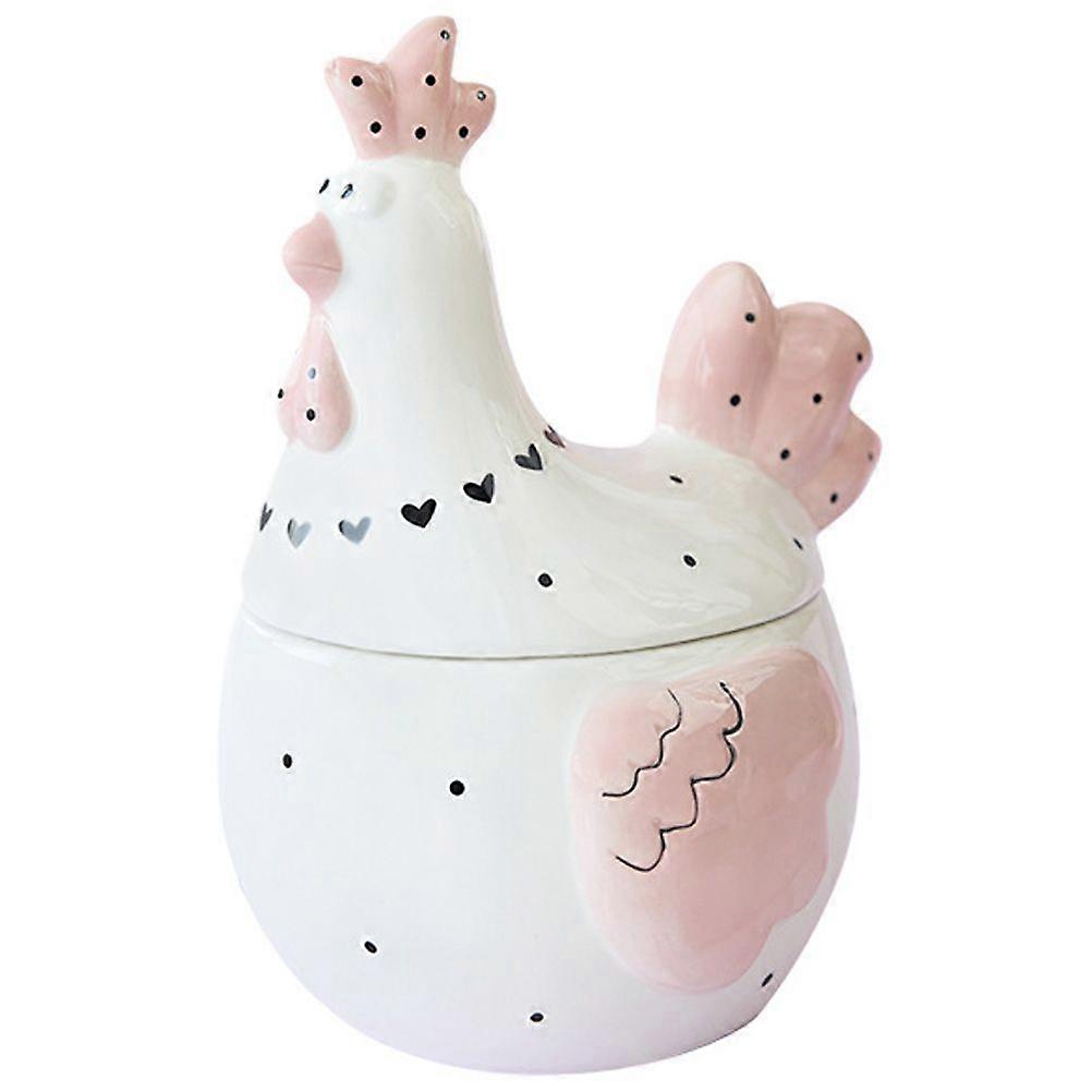 Egg Storage Jar Ceramic Candy Container Sealed Chicken Shaped Fruit Holder with Lid