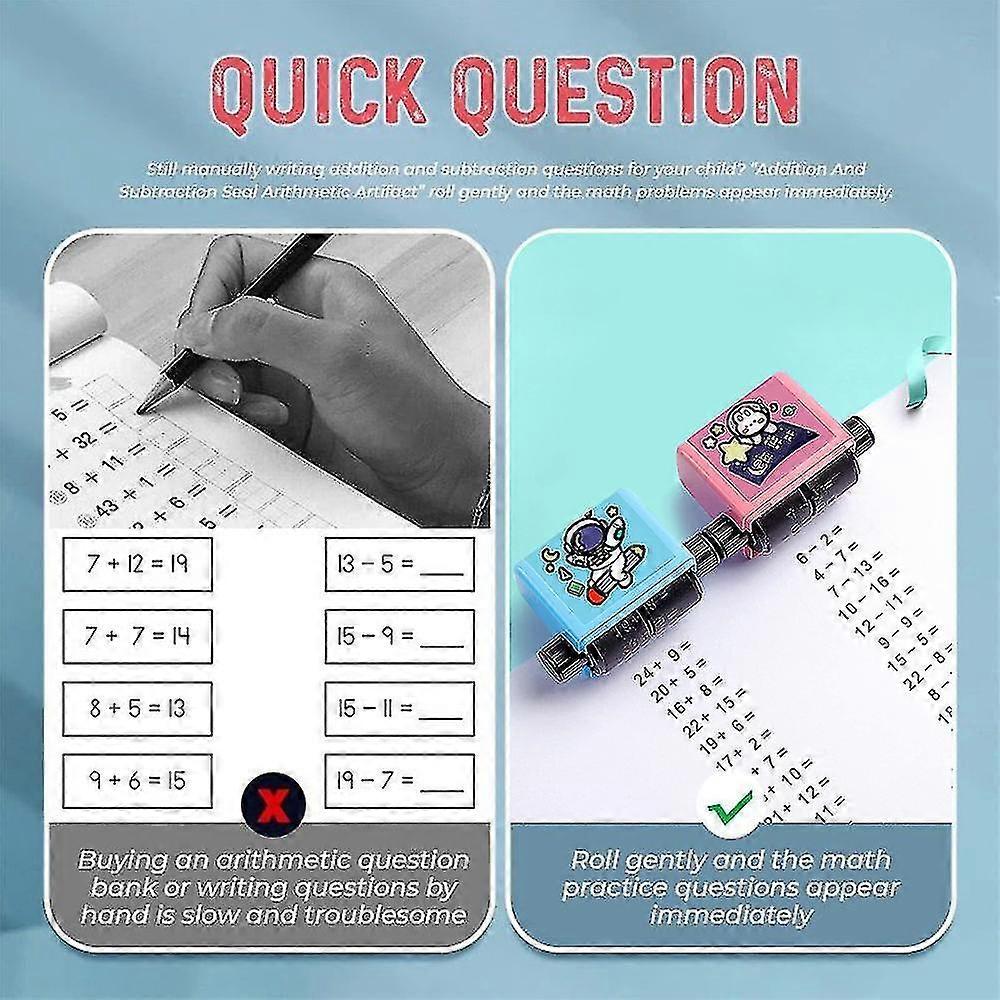 2pcs/set Addition And Subtraction Teaching Stamps Smart Math Roller Stamps Practice Tools