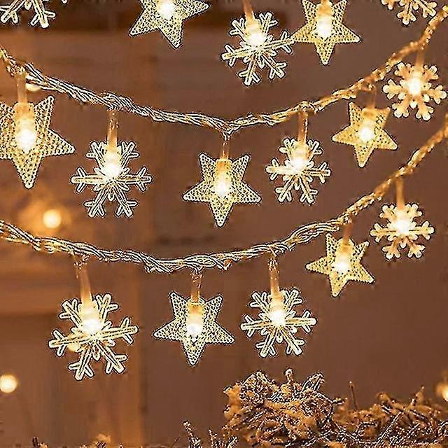 Snowflake LED Light String Decoration 2023 Home Hanging Garland for Christmas New Year 2024
