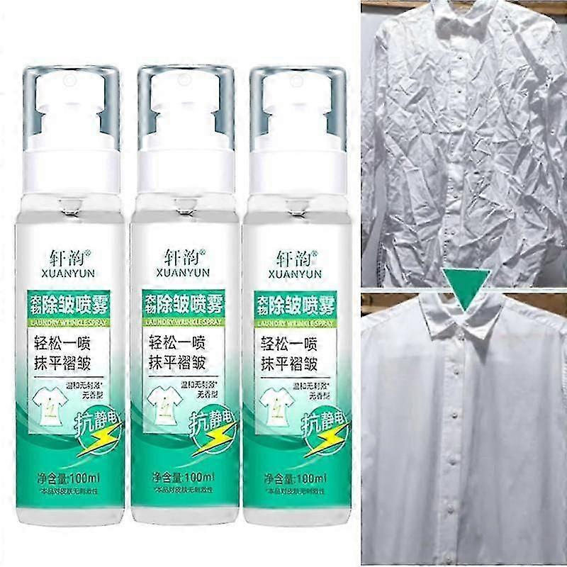 3x Anti-spray, Odstraňovač vrásek, Odstraňuje zápach, Víceúčelový odstraňovač oděvů 100ml