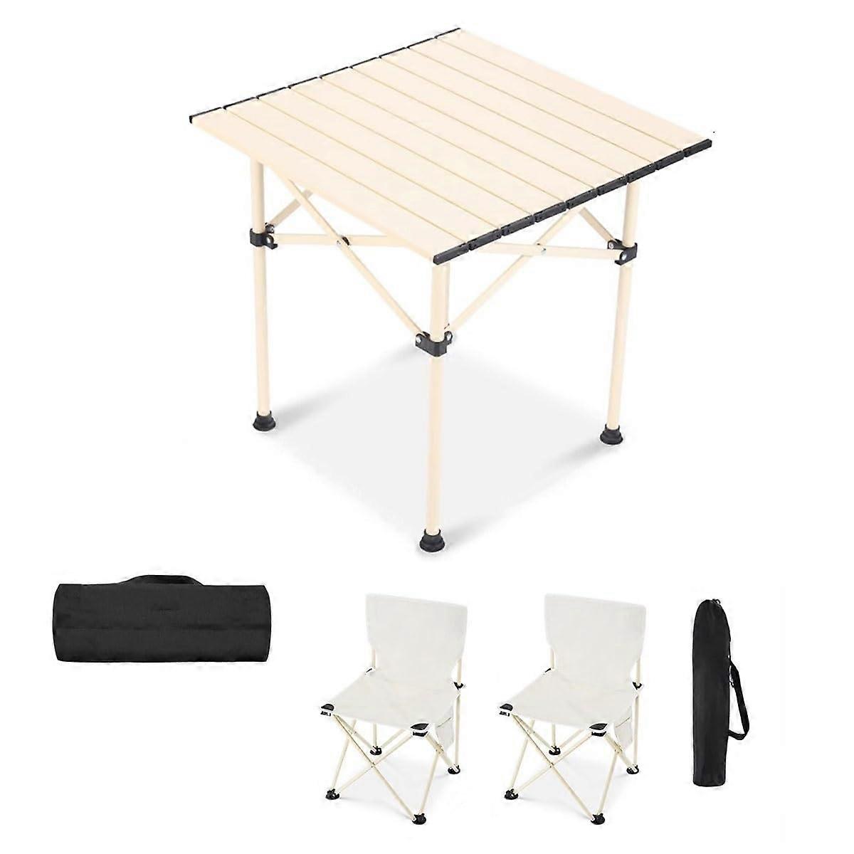 Small Folding Table Stable Aluminum Camping Table With Carry Bag (White)