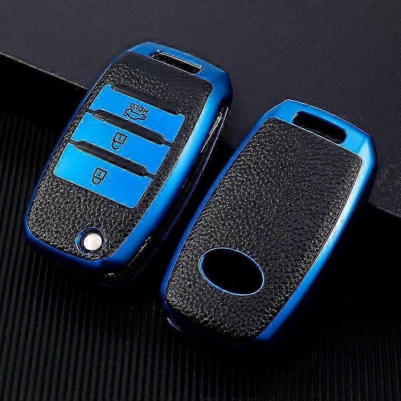 TPU+Leather Car Key Case Cover for Certain Brand Models 2017 2018 with 3 Buttons