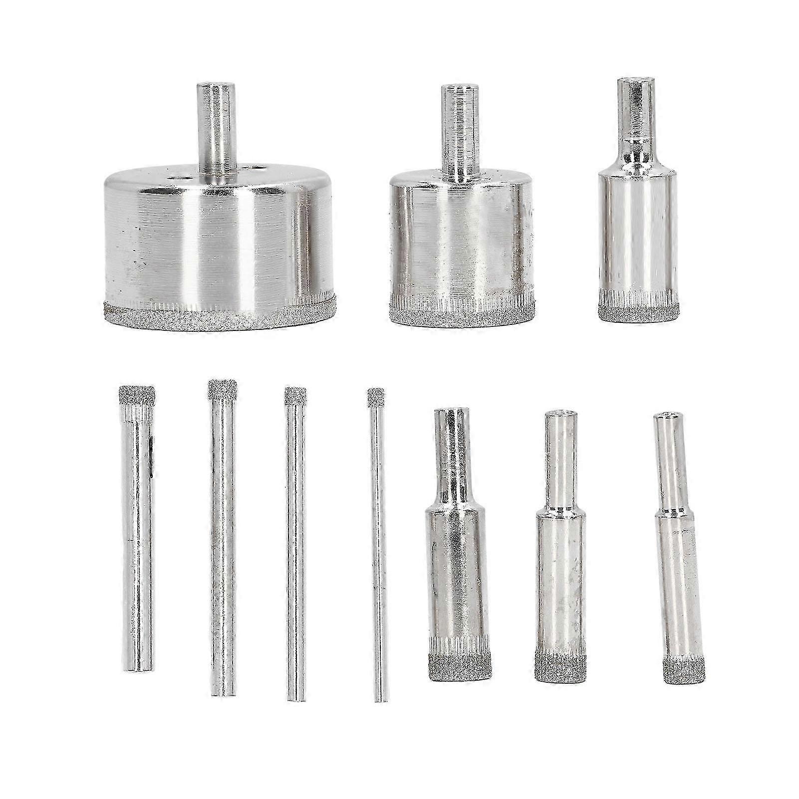 10 Pcs Diamond Drill Bits 3-50mm Hole Saw for Glass - Efficient Drilling Tool