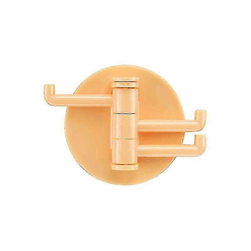 Yellow Multi-Functional Storage Plastic Hooks - Seamless Wall-Mounted Punch-Free Strong Adhesive Three-Point Swivel Hooks