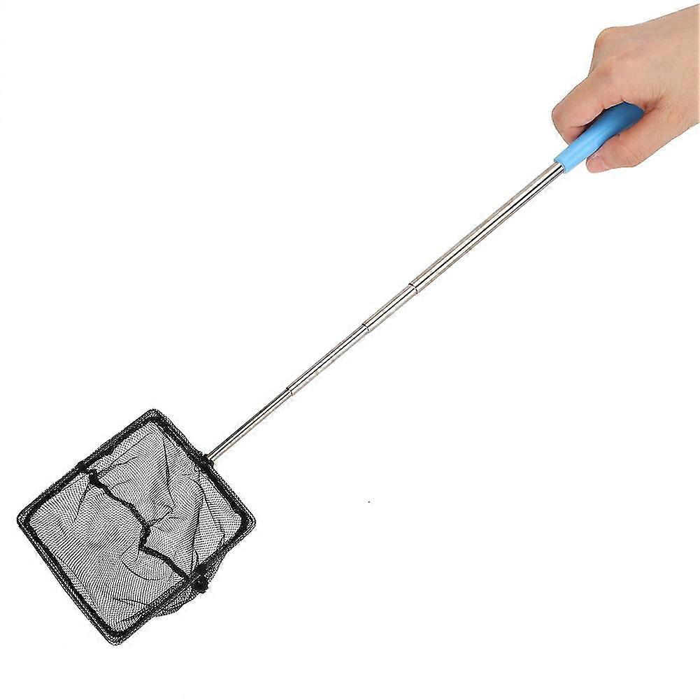 Fine Mesh Stainless Steel Slidable Aquarium Fish Shrimp Net For Removing Rubble In Aquariums Blue Square Rectangular