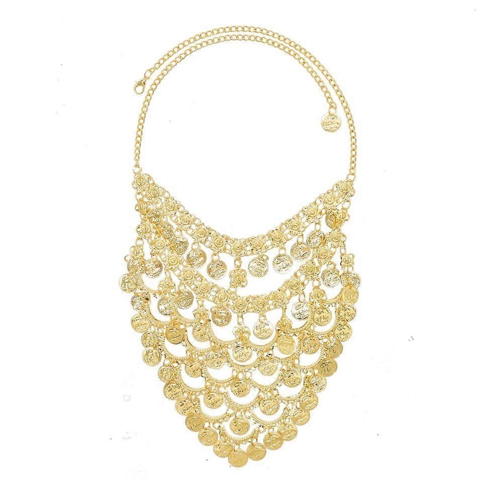Surface Chain Golden Surface Curtain Performance Coin Tassel Headdress Mask (Gold2)