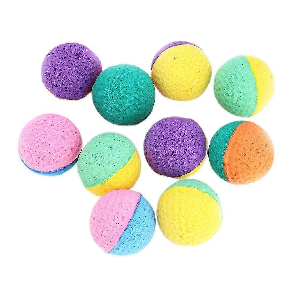 Pack of 10 Cat Latex Balls Toy, Pet Kitten Colourful Foam Ball Scratching Play Toy Fun Exerciser