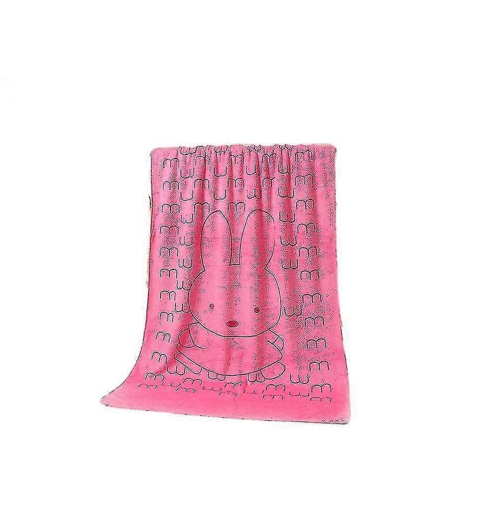 Weiches saugfähiges Mikrofaser-Badetuch 70x140 mit Cartoon-Druck, schlichtes und geprägtes Design, ideal für Erwachsene, rosa Farbe