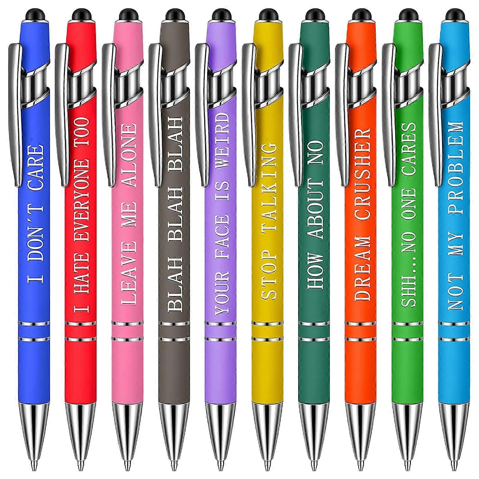 Sarcastic Pens Funny 10pcs 0.5mm Tip Week Pens Smooth with Clip Touchscreen