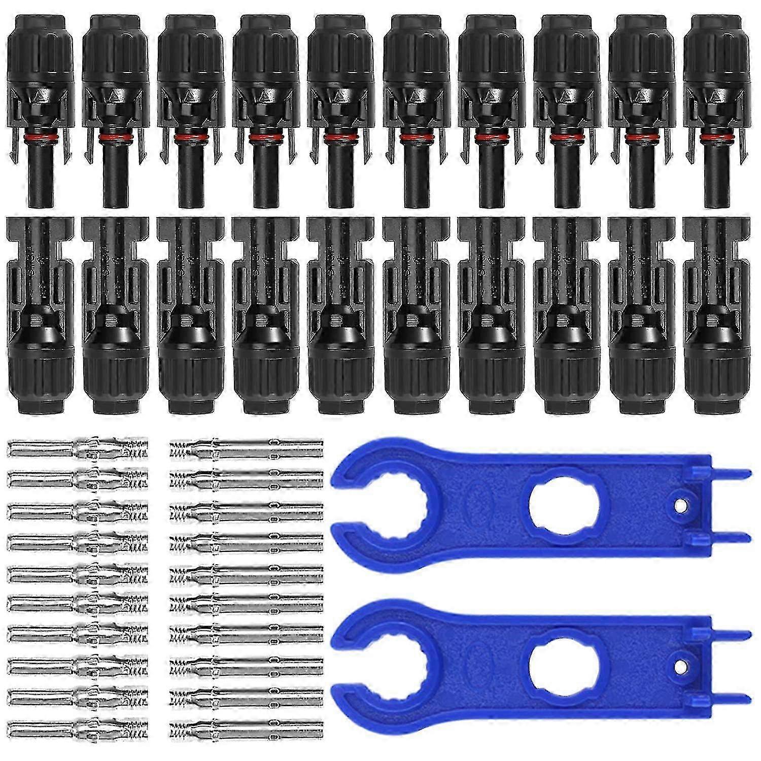 10 Pairs Solar Connectors for Photovoltaic Systems, Male/Female Connection, Double Ring Waterproof Seal, Essential Accessories for Solar Pan