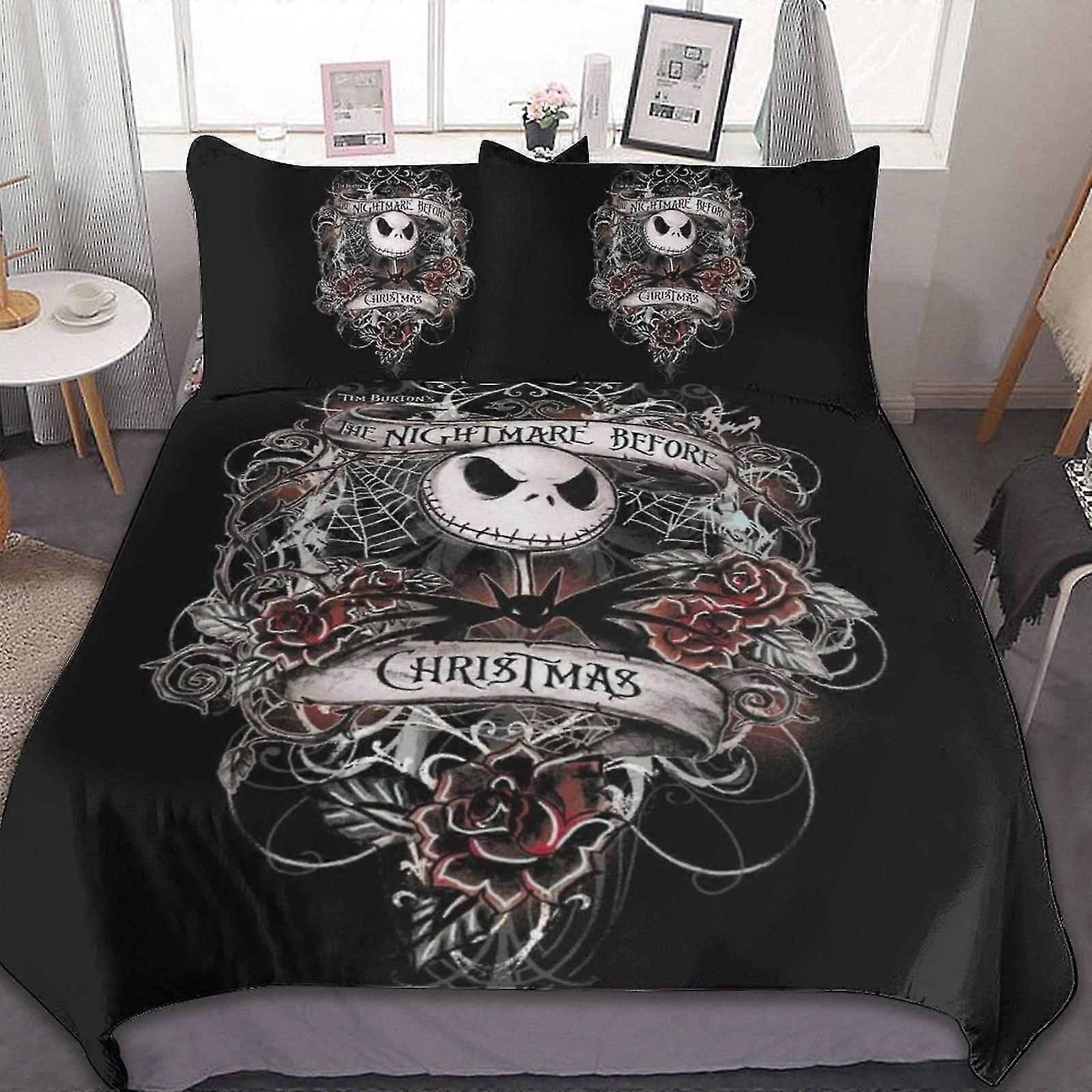 Christmas Themed 3 Pcs Bed Sheets Set Breathable Duvet Cover with 2 Pillow Shams Soft All Seasons Bedding Set