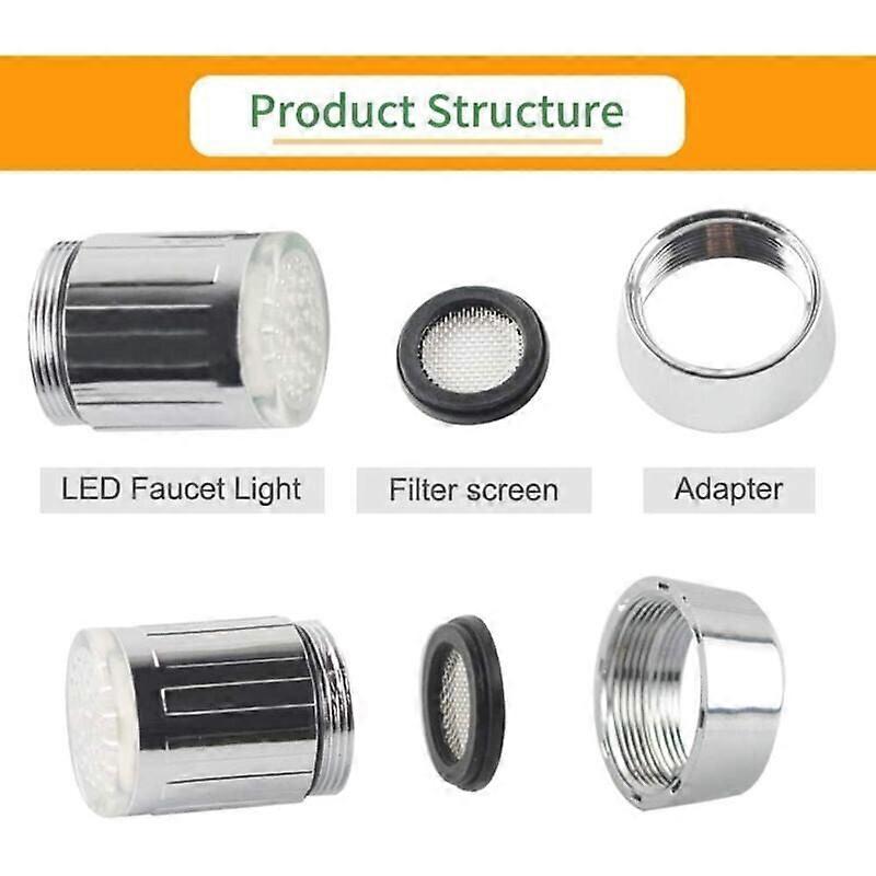 LED Faucet Aerator, Color Changing Nozzle, 7 Colors, Shower Head, Battery-Free
