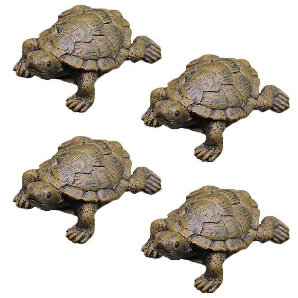 Garden Decorations Turtles Resin Turtle Ornaments Dark Brown 7x5.6x3cm Micro Landscape Office 4Pcs