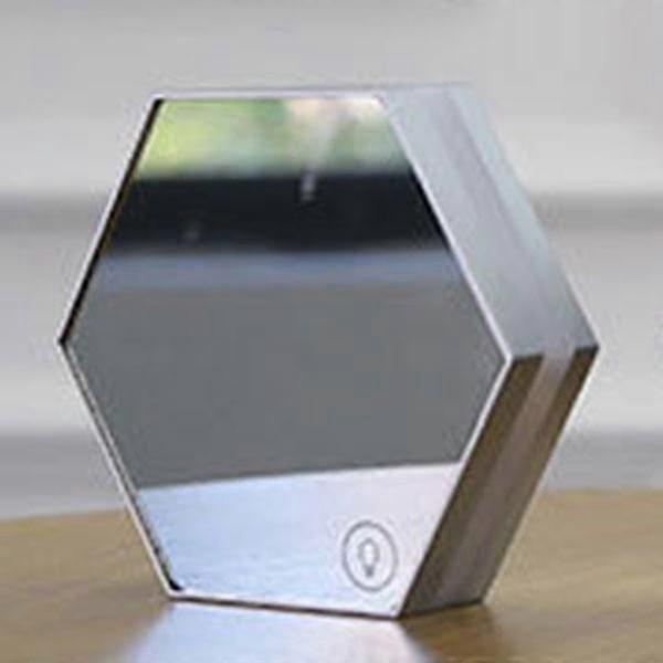 Multifunctional Night Light Stepless Dimming Time Temperature Display Makeup Mirror(Silver)
