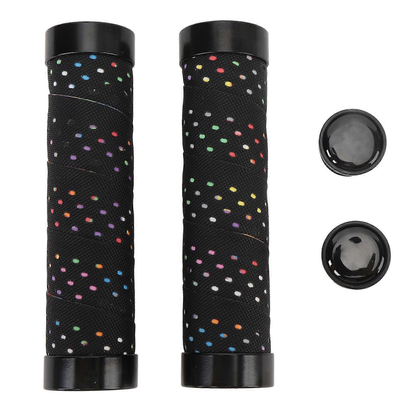 2 Set Cycle Handlebar Grip Set Anti Slip Dual Locking PU Comfortable Cycle Handle Grip Set 22.2mm Black with Color BaseYMQX)