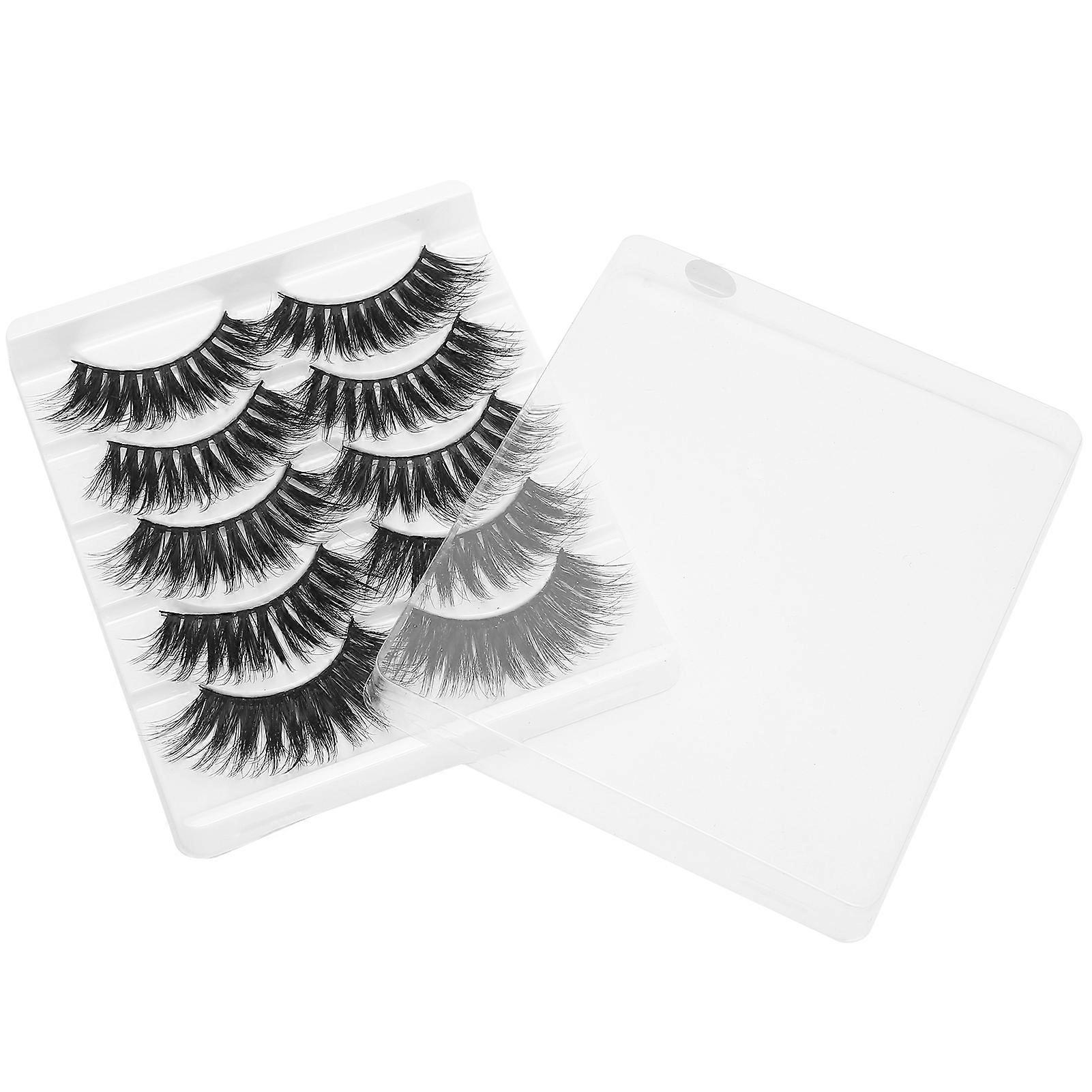 5 Pairs Three Dimensional False Eyelashes Daily Makeup Thick Curly False Lashes Set(002 )