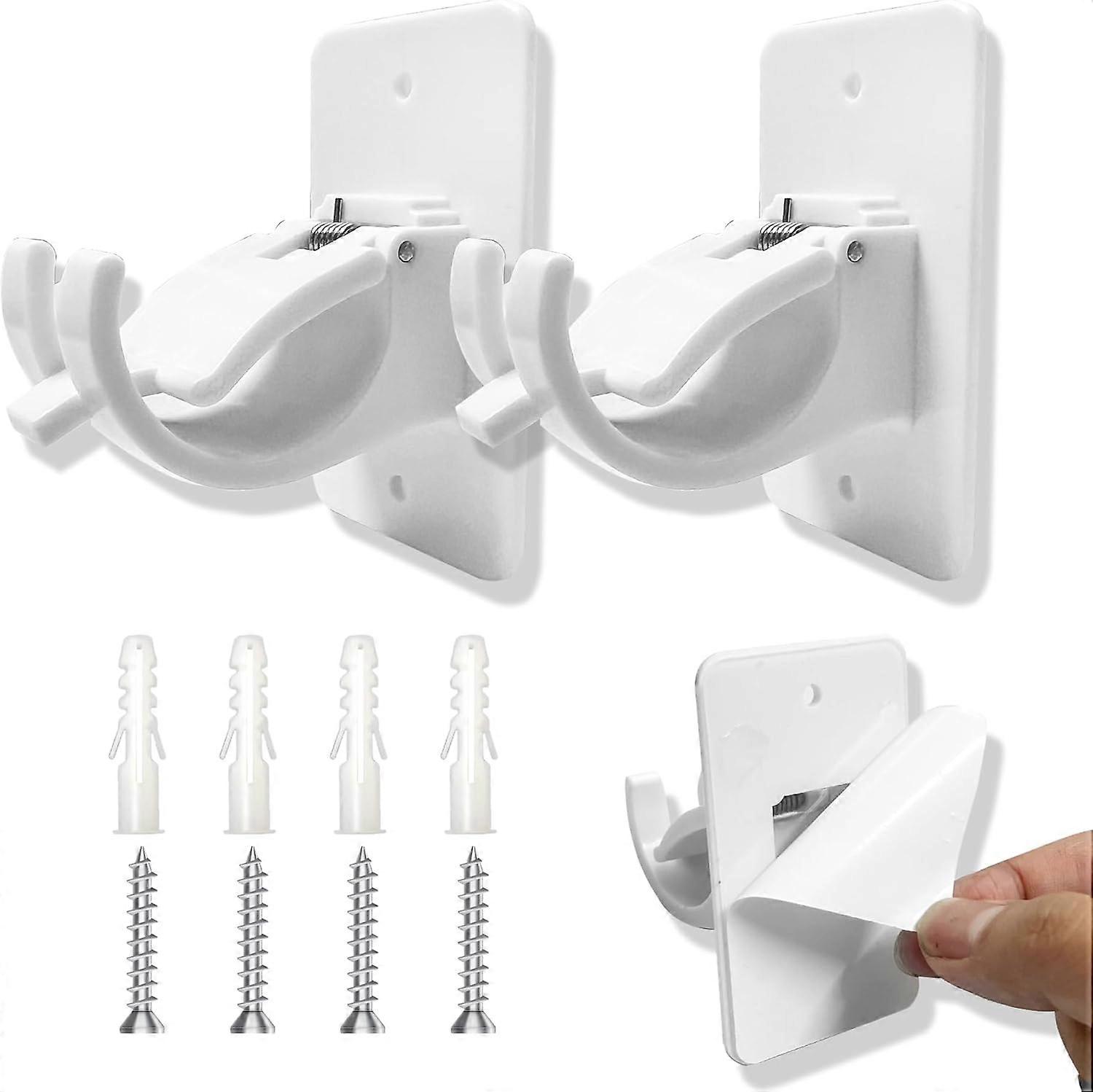 2 Pieces Adjustable Curtain Rod Bracket, No Drilling Curtain Rod Hooks