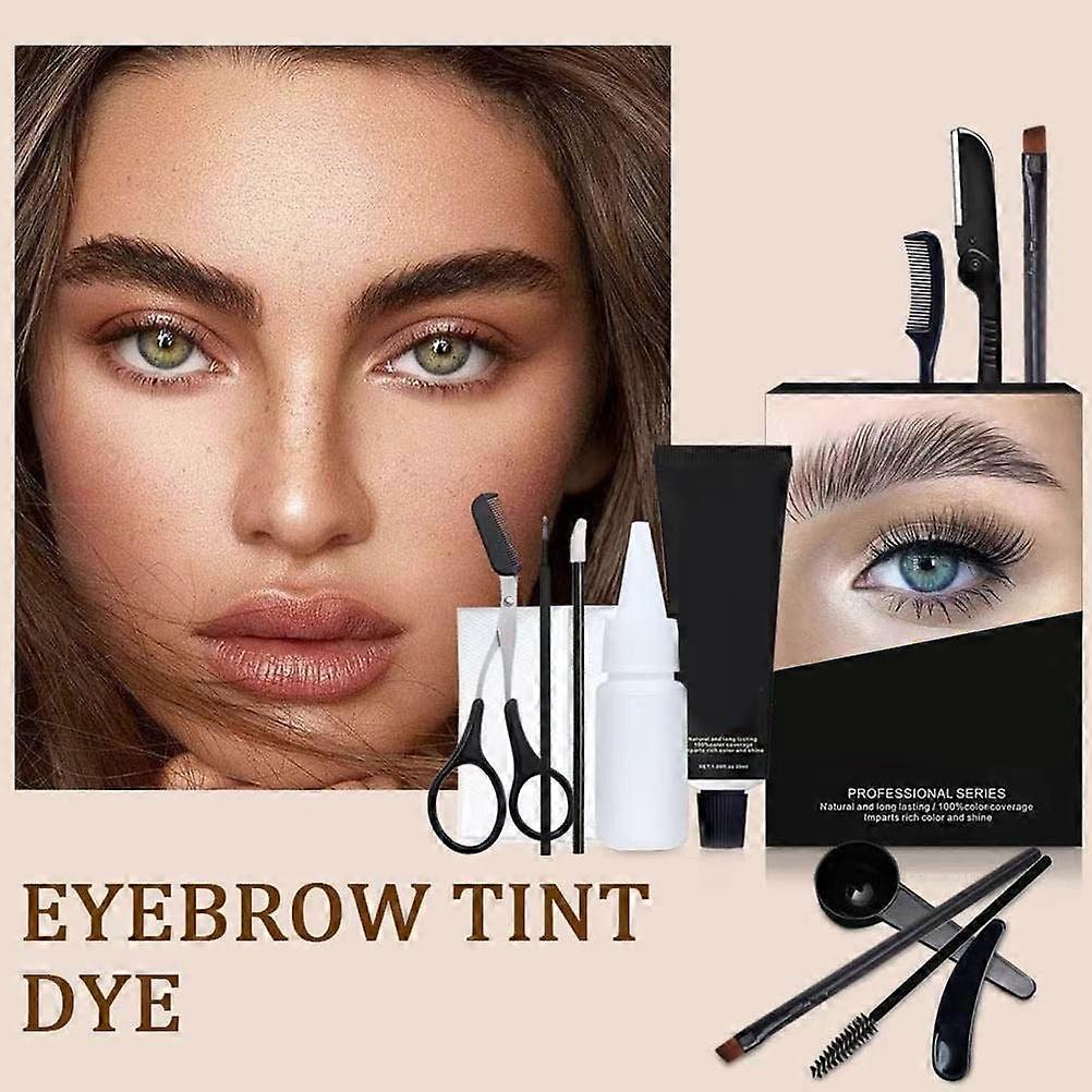 Eyebrow Dyeing and Eyebrow Trimming Set Long Lasting Eyebrow Dye Tint Kit for Professional and Beginner