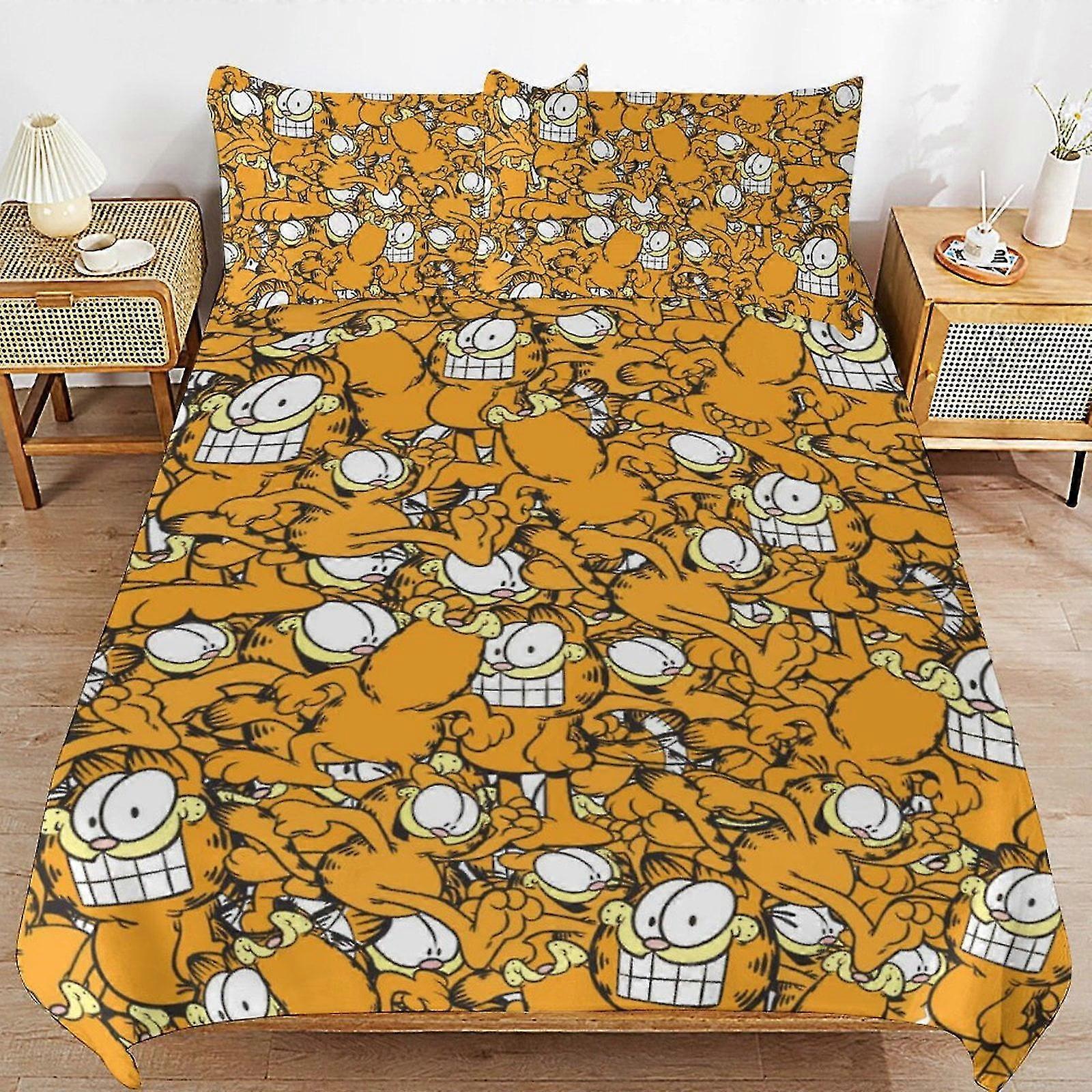 Conjunto de Cama de Desenho Animado Fofo com Impressão 3D - Decoração de Quarto Leve, 1 Capa de Edredom e 2 Travesseiros para Crianças 79x90