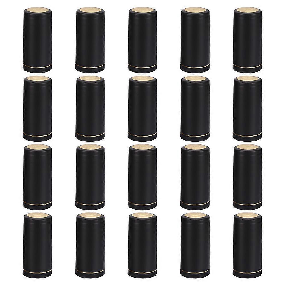 100Pcs PVC Sealed Covers Heat Shrinkable Covers (Black)