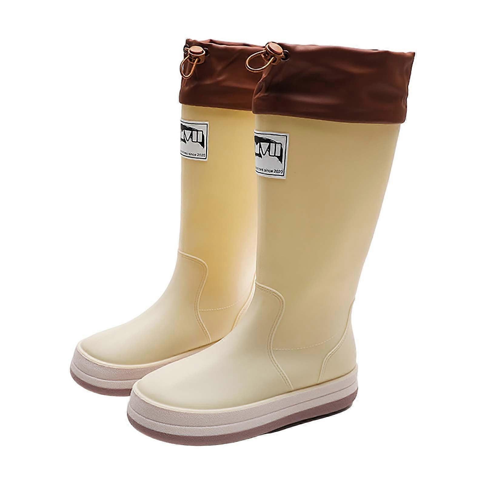Herren Regen Long Slip Freizeitschuhe Kurze Stiefeletten Outdoor Mode Herren Freizeitschuhe Damen Designer Stiefeletten 38.5 EU Beige