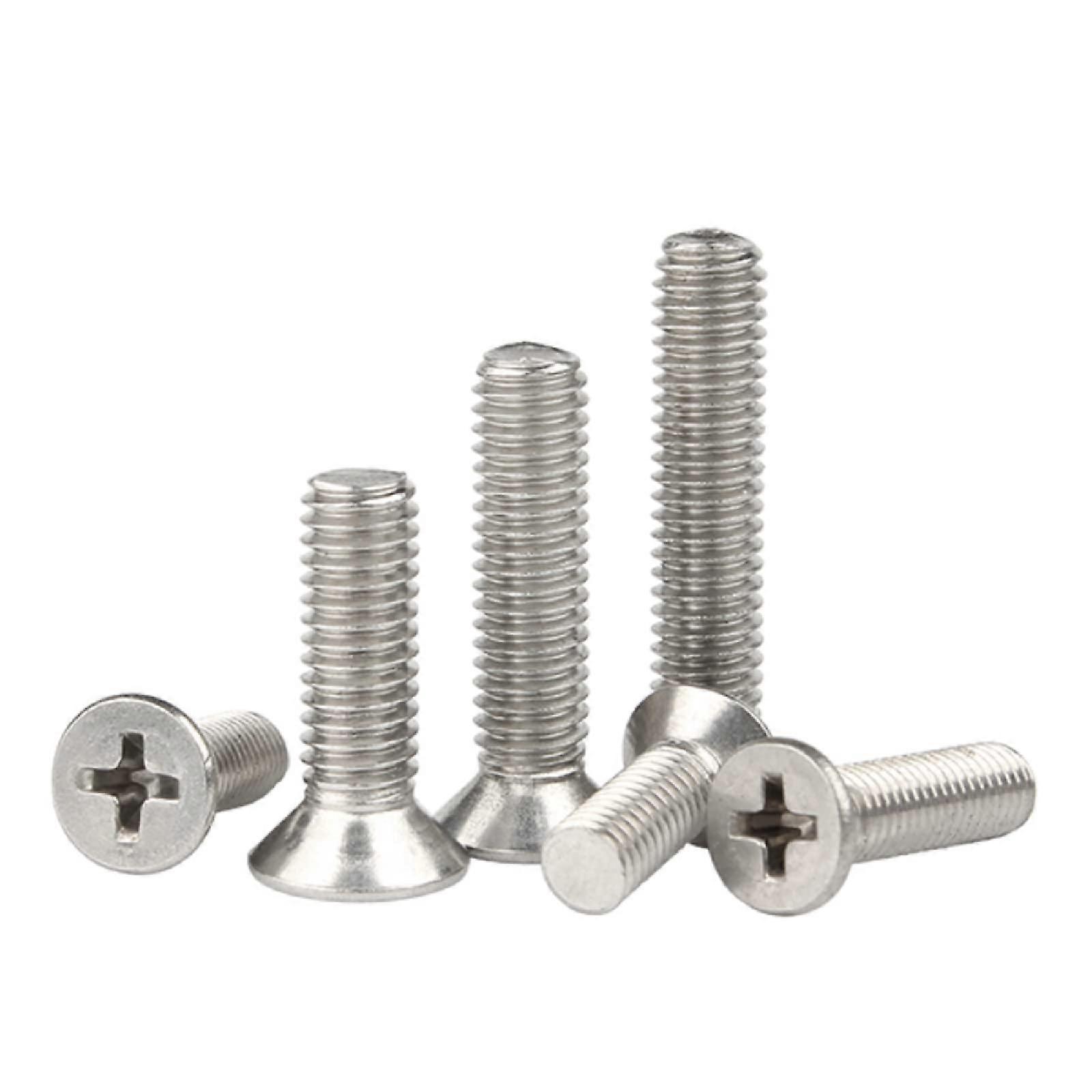 Tapping Screws M5, 304 Stainless Steel Flat Head Countersunk Phillips Screws, 50 Pieces M5 x 6 and M5 x 12