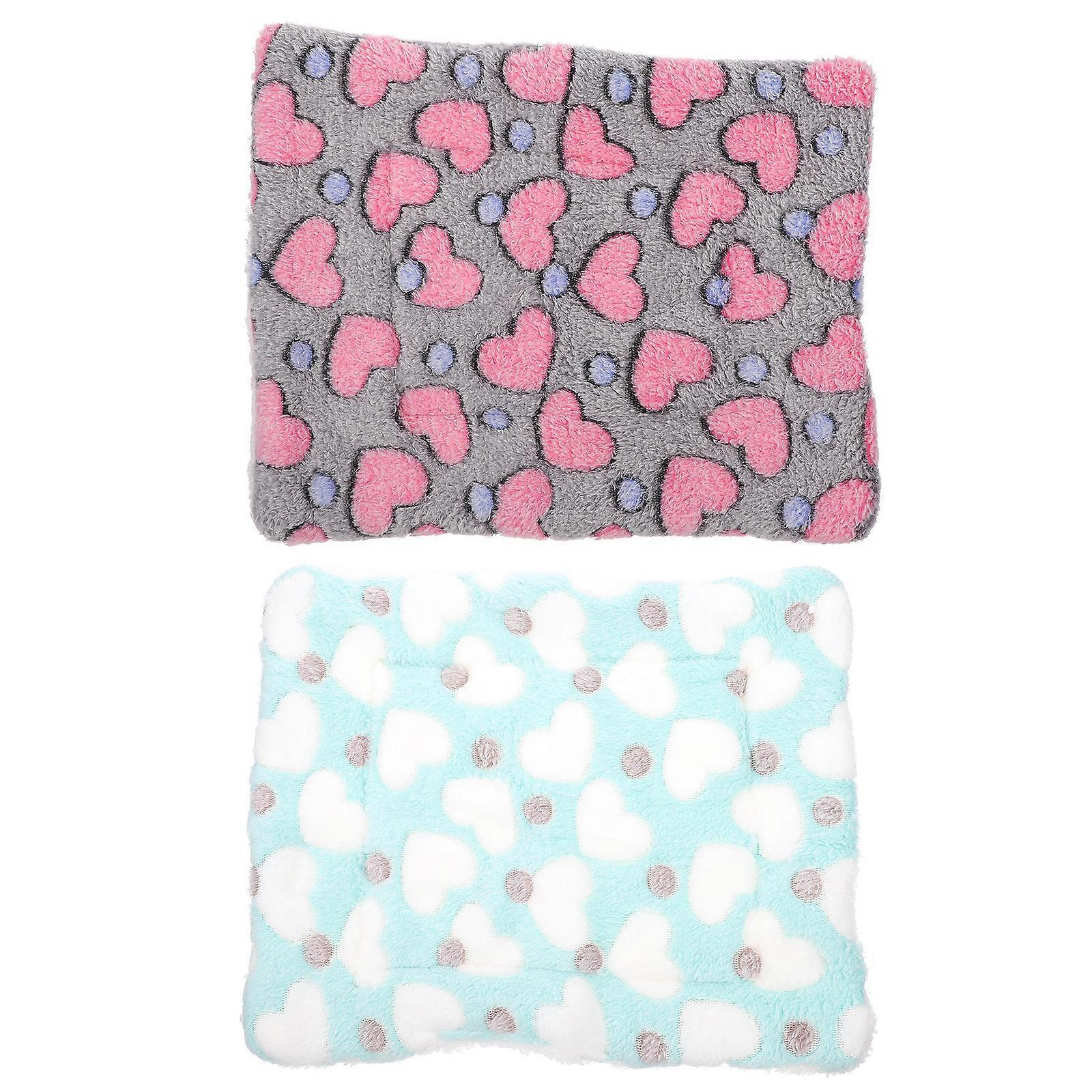 Hamster Warm Bed House Squirrel Hedgehog Rabbit Comfortable Sleep Rectangular Coral Fleece 2Pcs
